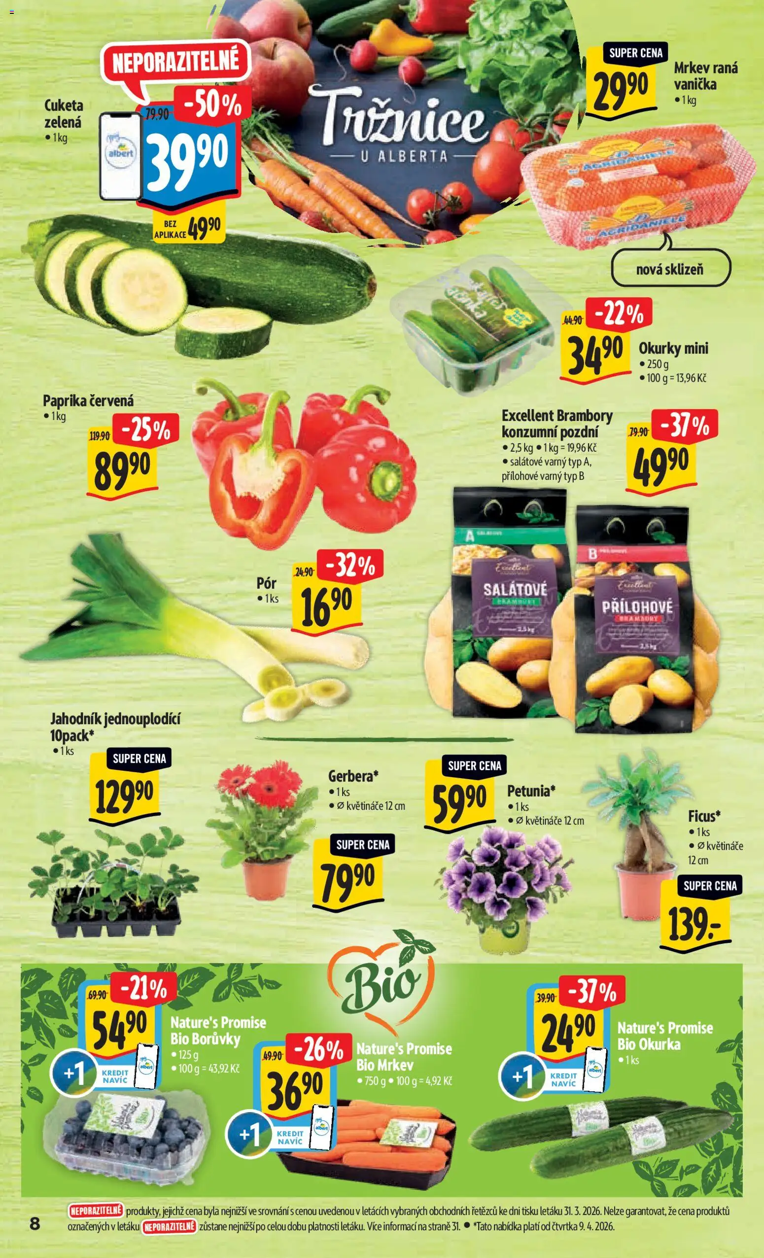 Albert leták - Hypermarket od 07.04.2026 | Strana: 14 | Produkty: Bio mrkev, Cuketa, Paprika červená, Okurka