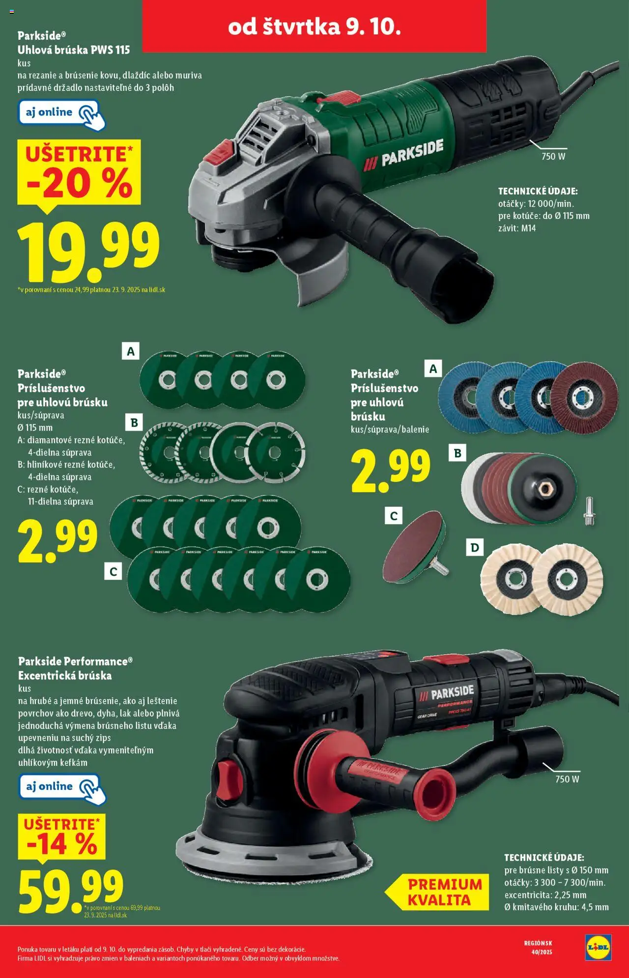 Nové Lidl akcie – leták je platný od 06.10.2025 | Strana: 93 | Produkty: Uhlová brúska, Parkside
