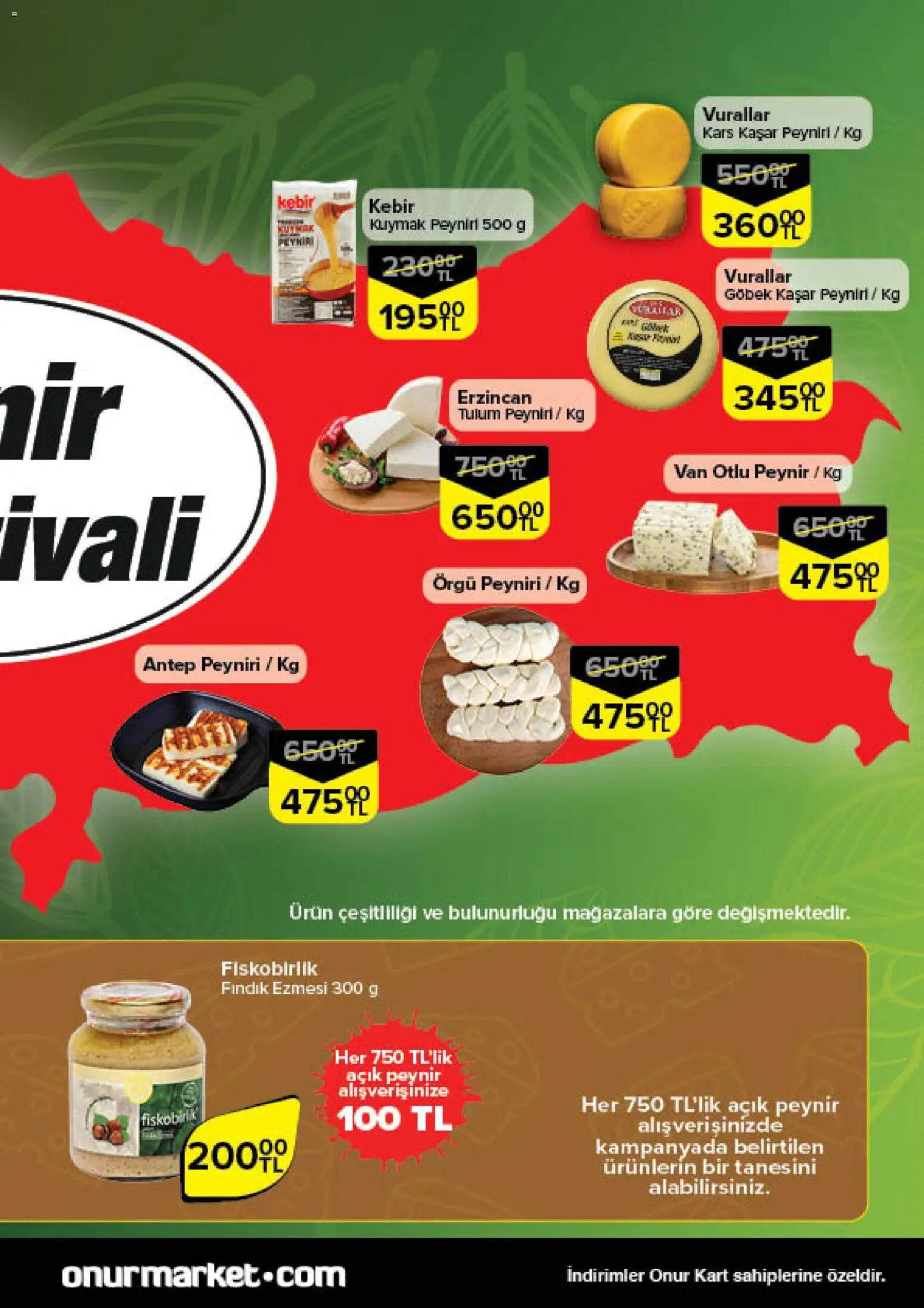 Onur Market Taze Ürünlerde İndirimler - Trakya - 18.12.2025 tarihinden itibaren geçerlidir | Sayfa: 5 | Ürünler: Peynir, Fındık, Tulum