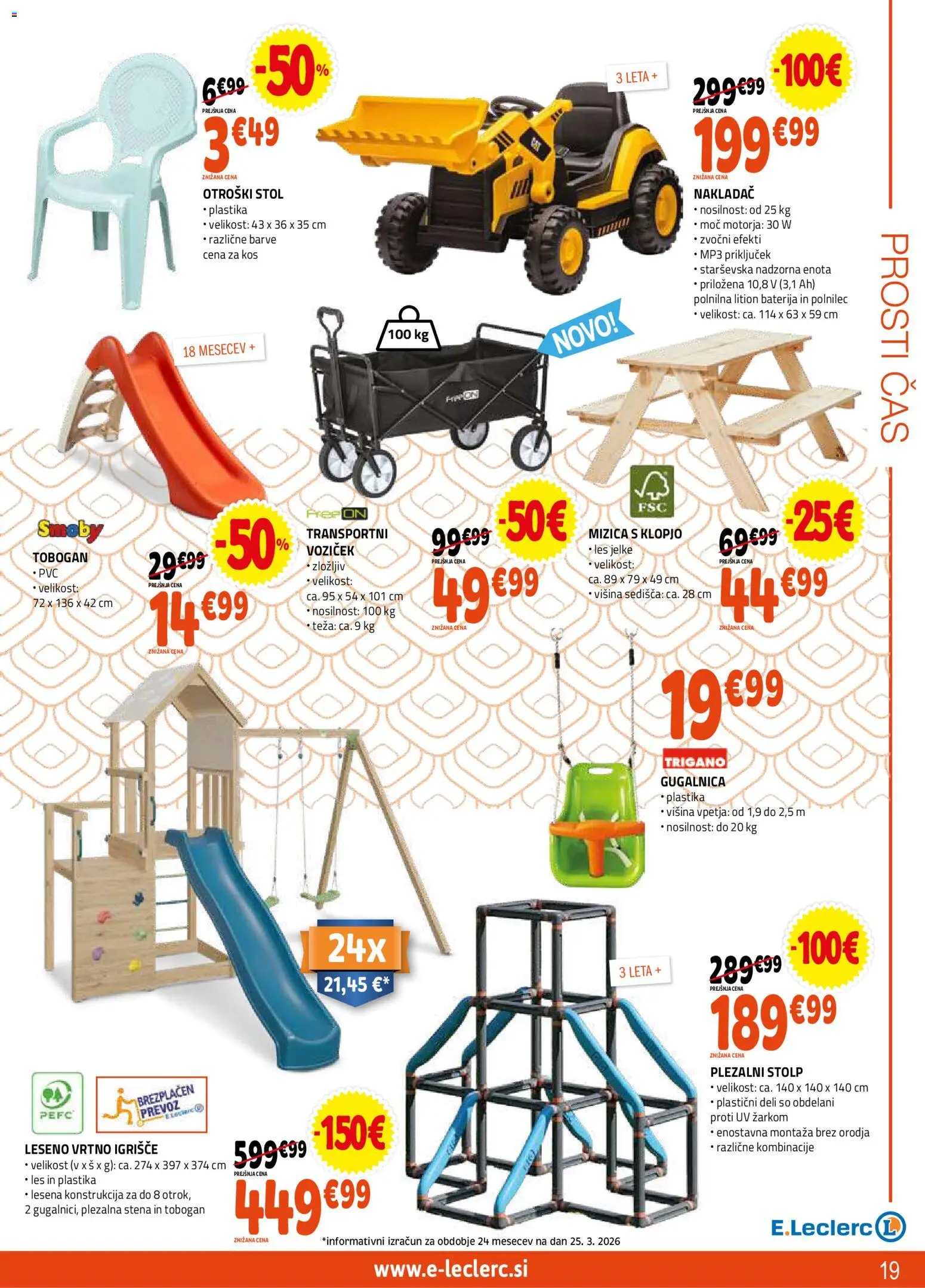 Novi E.leclerc katalog ponudbe – veljaven od 08.04.2026 | Stran: 19 | Izdelki: Baterija, Mizica, Stol, Tobogan