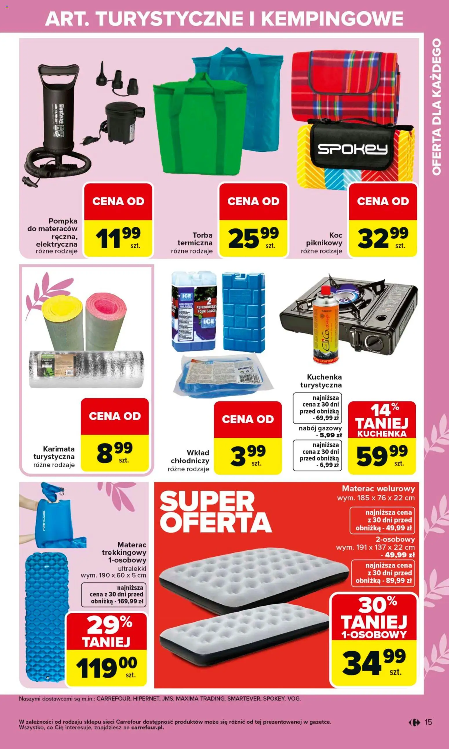 Carrefour gazetka - Gdzie Kwitnie Życie od 07.04.2026 | Strona: 15 | Produkty: Torba, Kuchenka, Materac