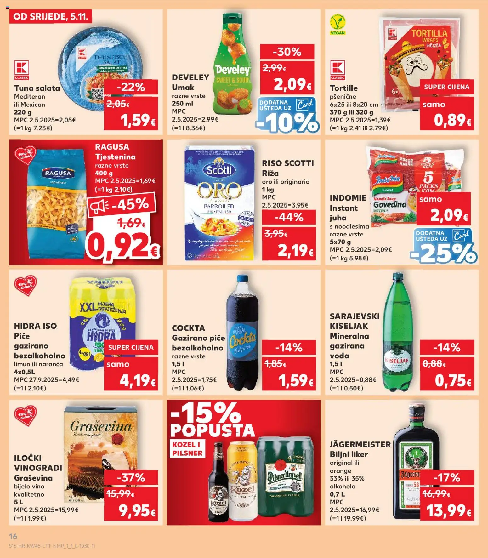 Kaufland katalog | vrijedi od 05.11.2025 | Stranica: 16 | Proizvodi: Bijelo vino, Salata, Noodle, Voda