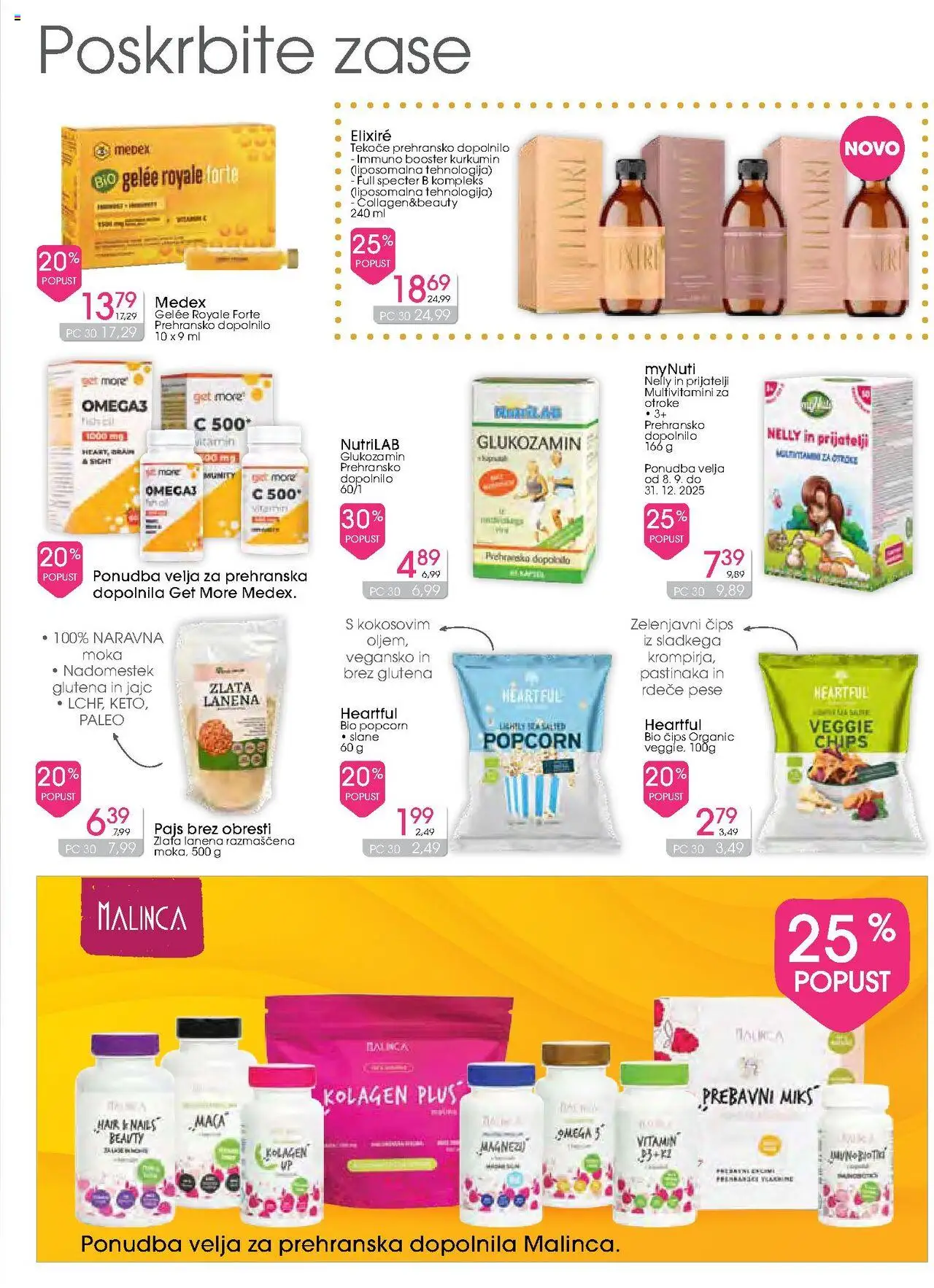 Novi E.leclerc katalog ponudbe – veljaven od 15.10.2025 | Stran: 3 | Izdelki: Prehranska dopolnila, Moka, Cips