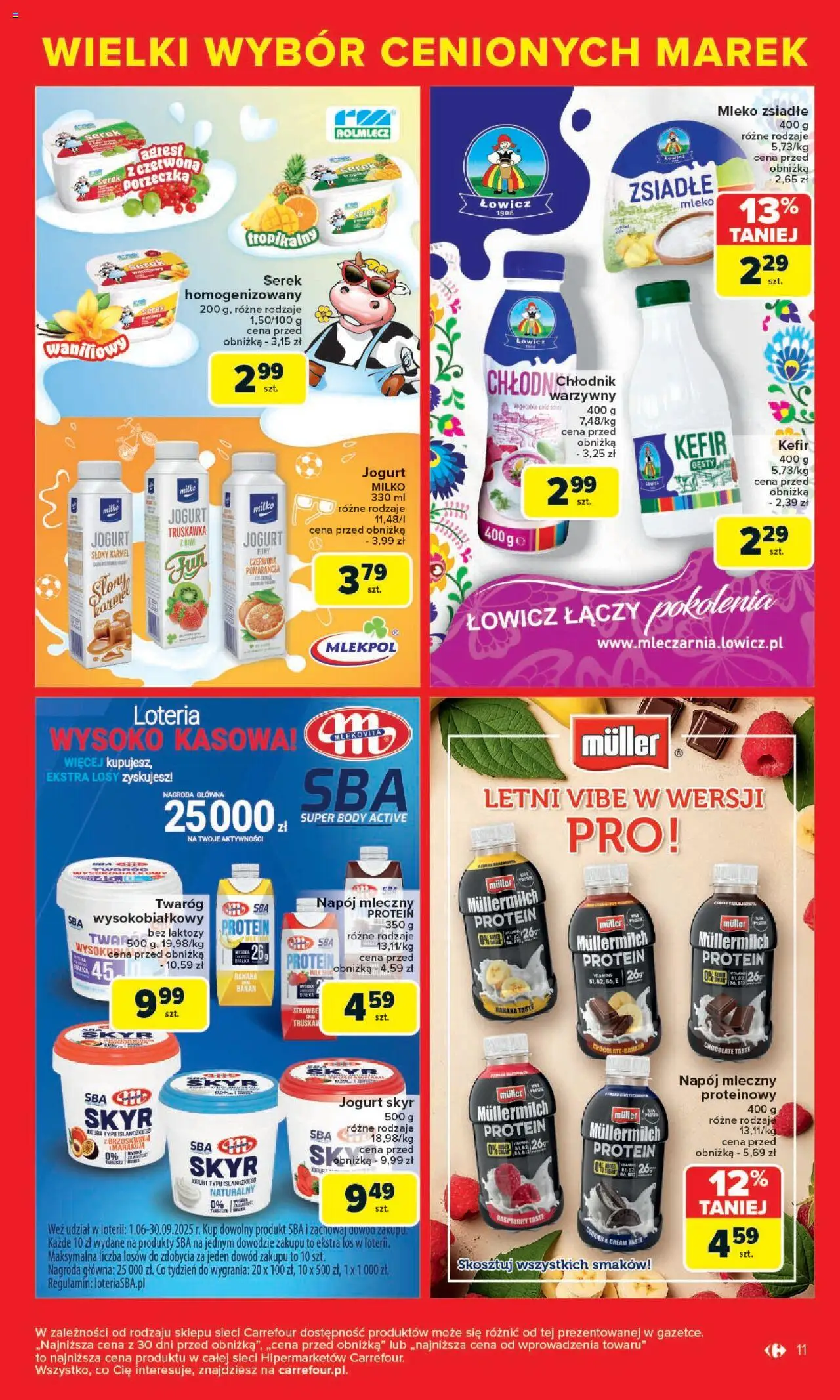 Carrefour Gazetka - Cenione marki, super ceny od 04.08.2025 | Strona: 11 | Produkty: Milka, Agrest, Banan, Twaróg