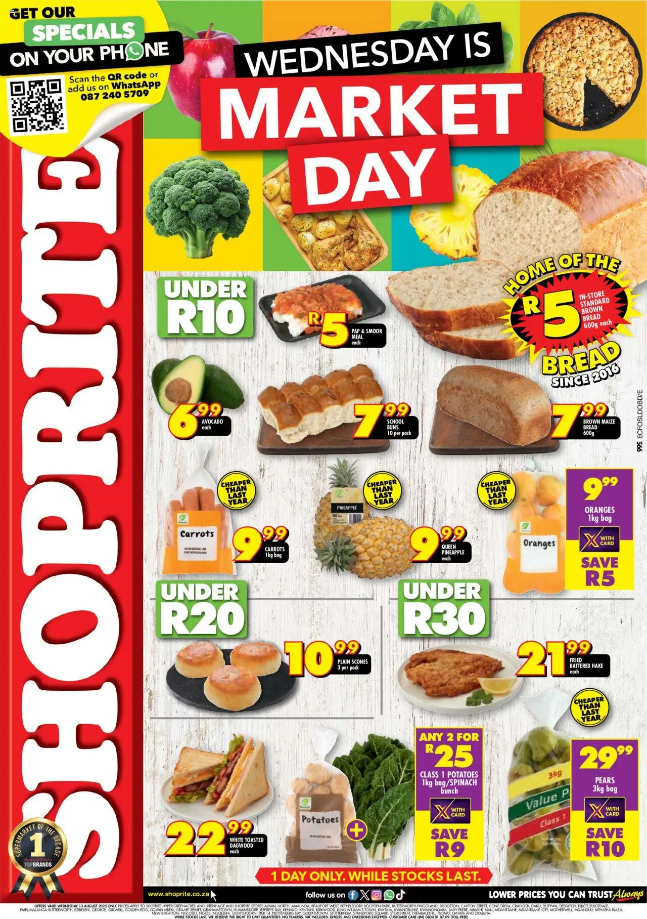 Shoprite Eastern Cape - Market Day Deals │ valid from 13.08.2025 | Page: 1 | Products: Pears, Oranges, Pineapple, Carrots