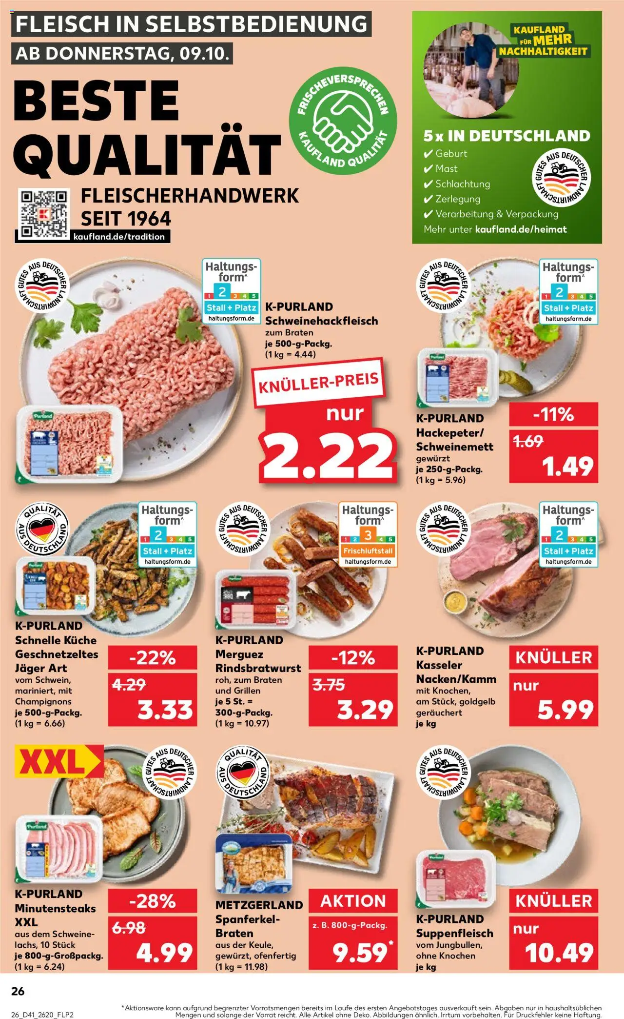Kaufland prospekt Zeitz	 – gültig ab 09.10.2025 | Seite: 26 | Produkte: Küche, Champignons, Suppenfleisch, Fleisch