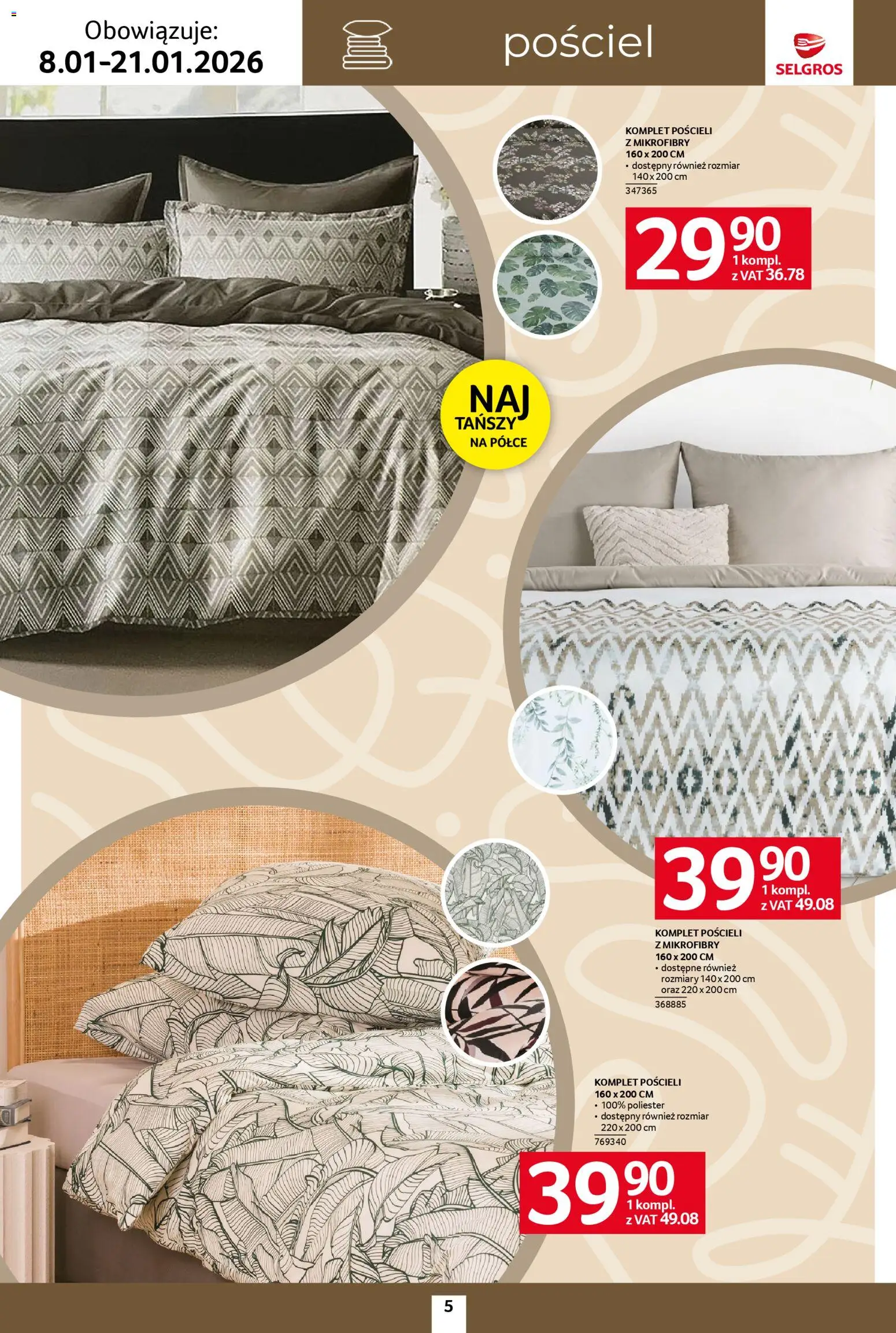 Selgros cash&carry Gazetka - Home&Deco od 08.01.2026 | Strona: 5 | Produkty: Pościel