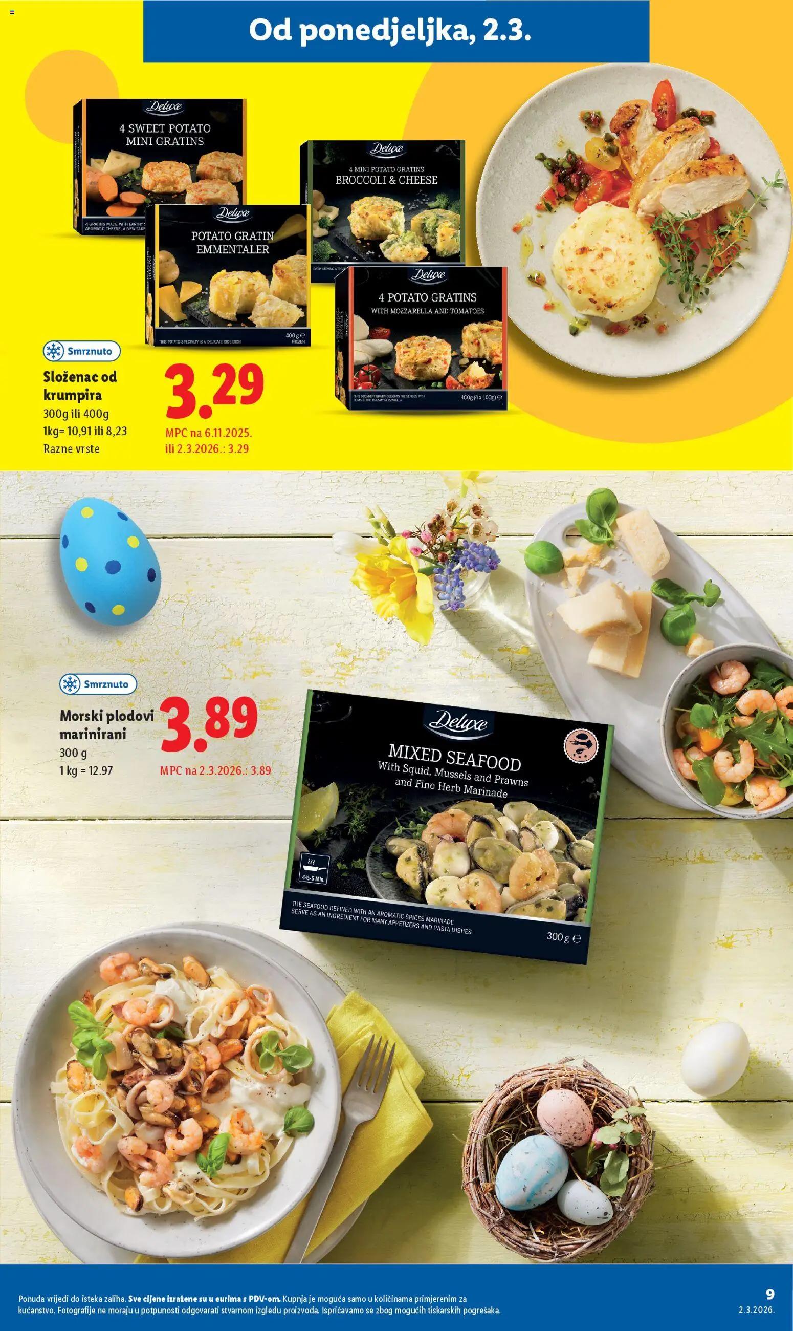 Lidl katalog | vrijedi od 02.03.2026 | Stranica: 9 | Proizvodi: Mozzarella, Morski plodovi, Pasta