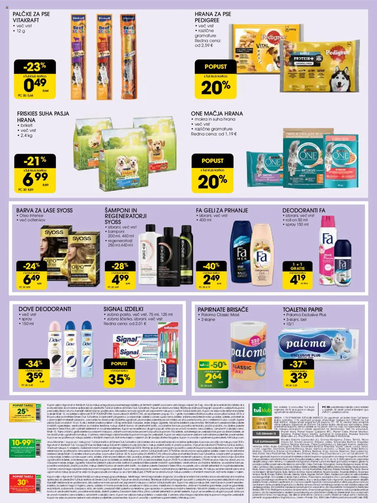 Novi Tuš katalog ponudbe – veljaven od 10.09.2025 | Stran: 15 | Izdelki: Hrana za pse, Toaletni papir, Barva za lase, Pivo