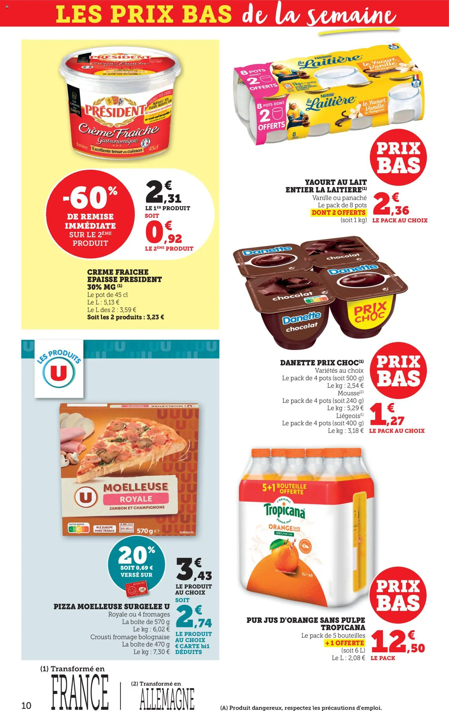 {H1} | Page: 10 | Produits: Orange, Chocolat, Jambon, Crème fraiche