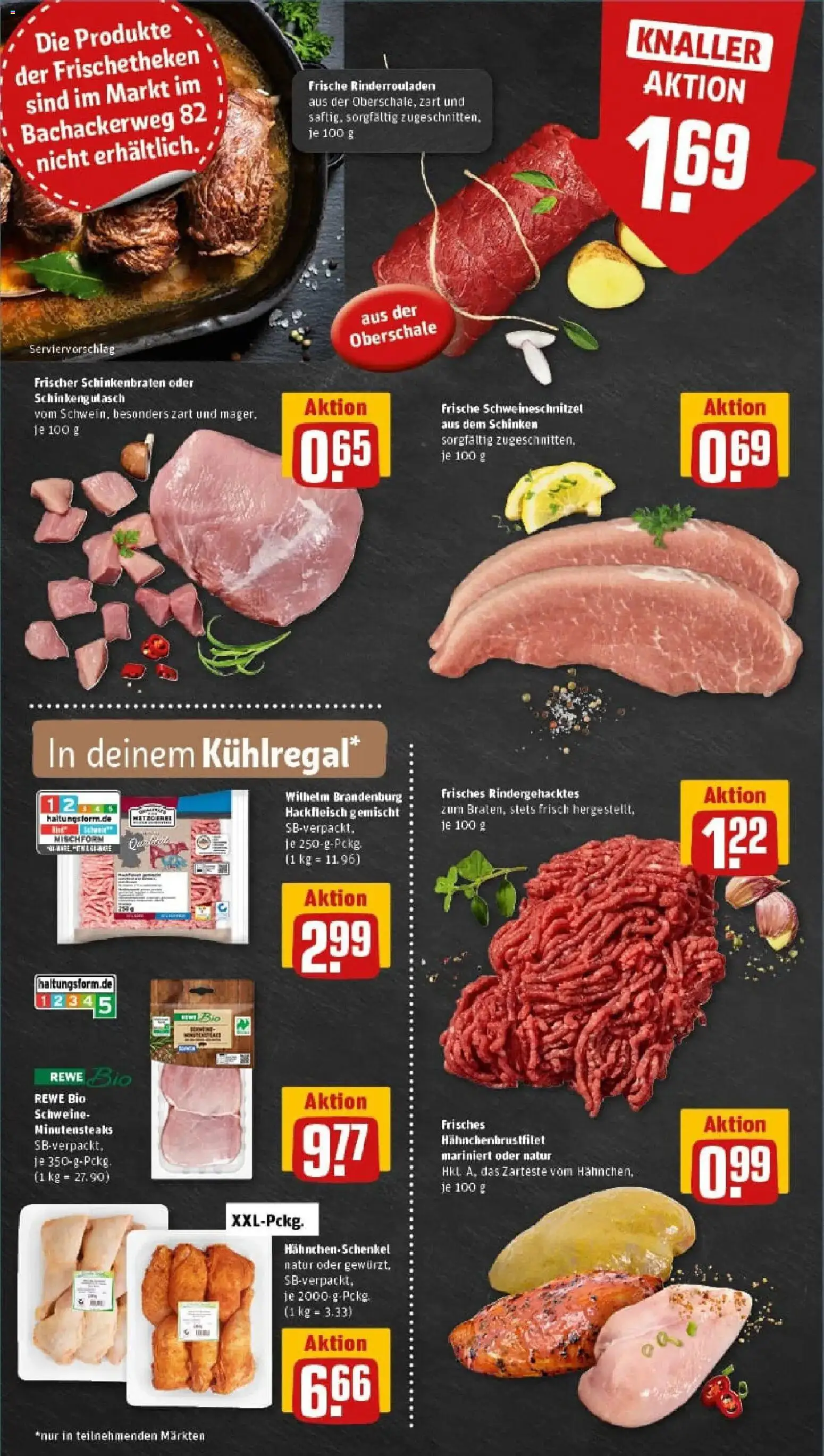 Rewe prospekt Marl	 – gültig ab 26.01.2026 | Seite: 6 | Produkte: Rinderrouladen, Hahnchenschenkel, Schinken, Hackfleisch