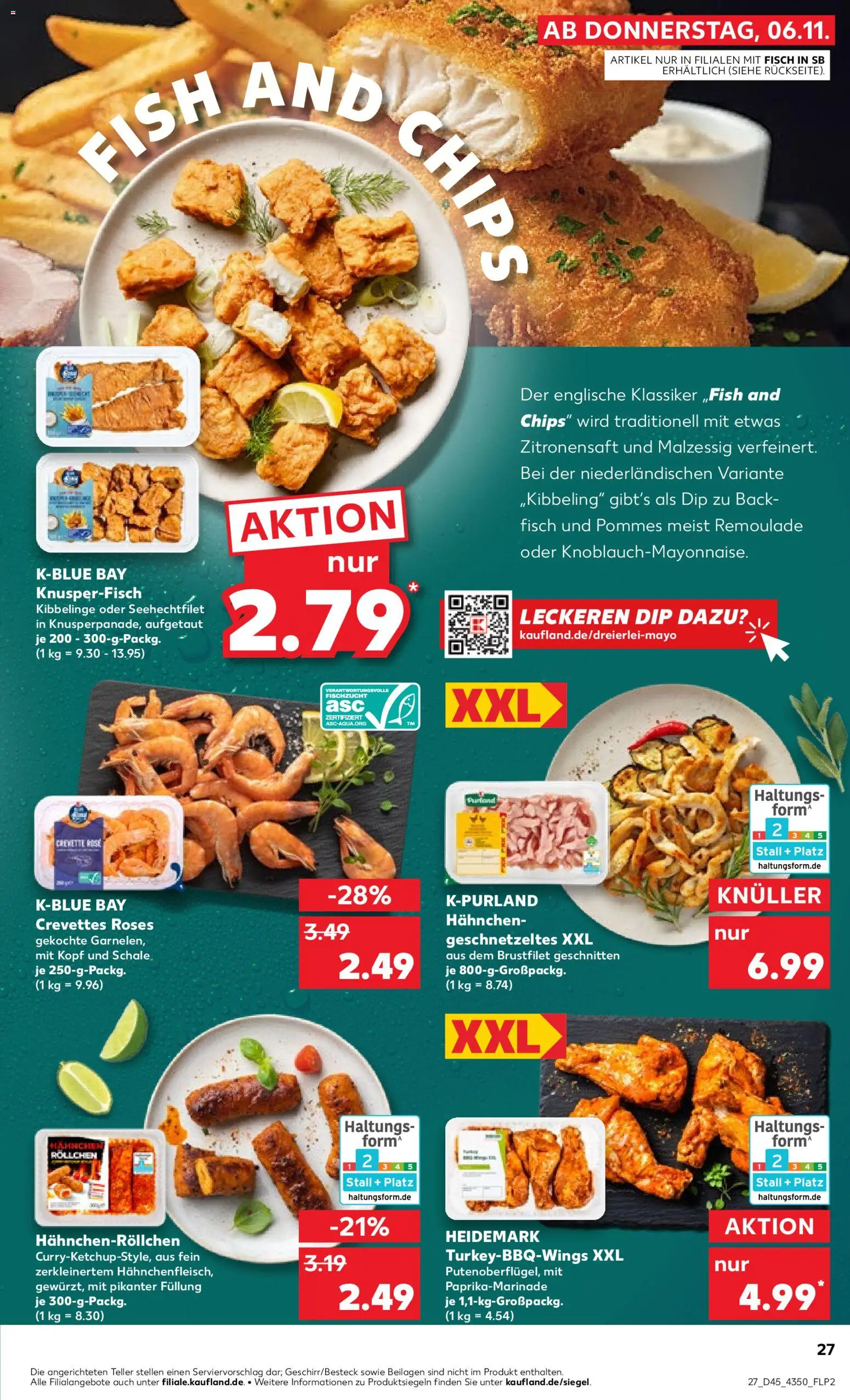Kaufland prospekt Frankfurt (Oder)	 – gültig ab 06.11.2025 | Seite: 27 | Produkte: Hahnchen, Pommes, Fisch, Chips