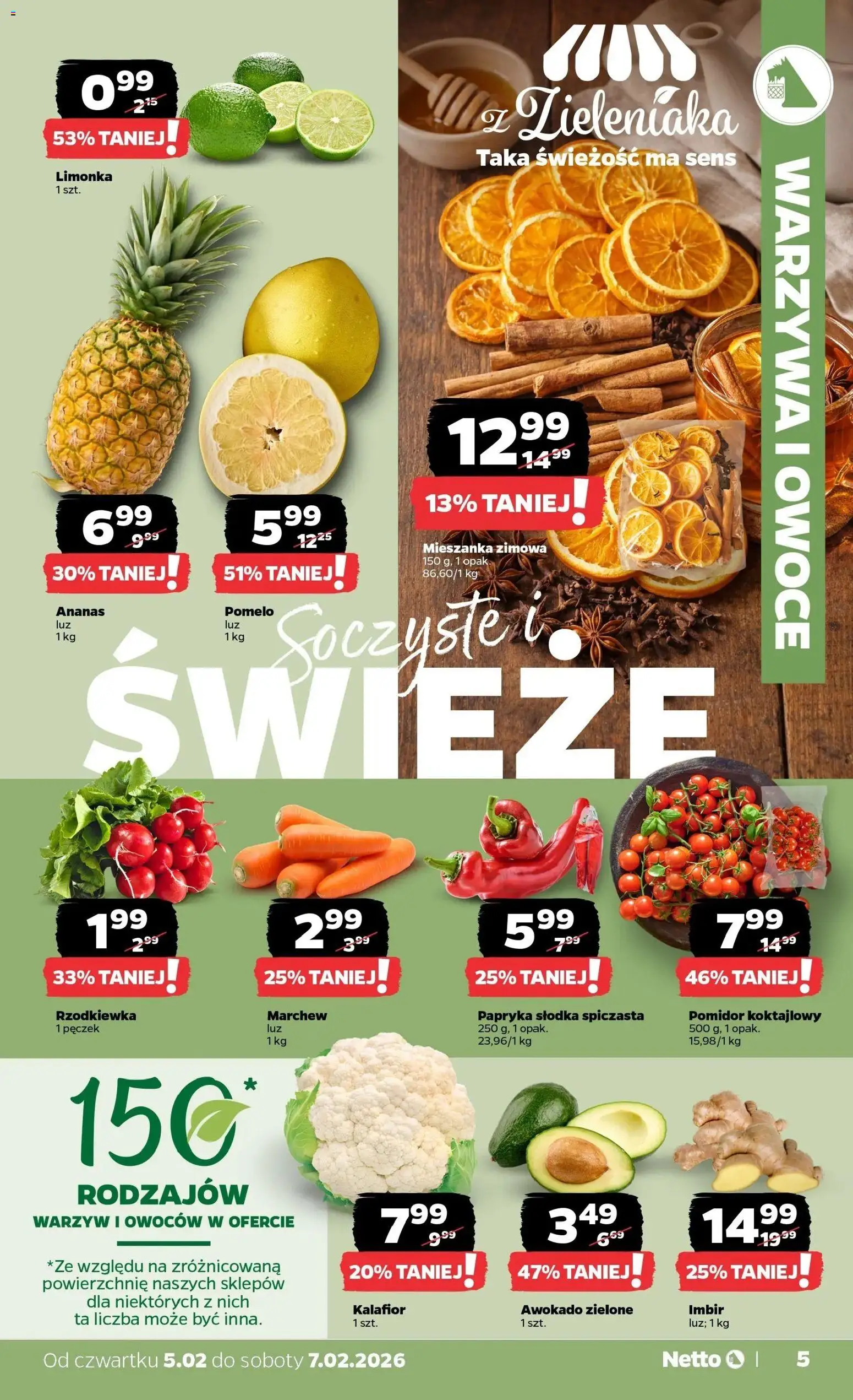 Netto gazetka - Spożywcza od 05.02.2026 | Strona: 5 | Produkty: Kalafior, Imbir, Papryka, Ananas