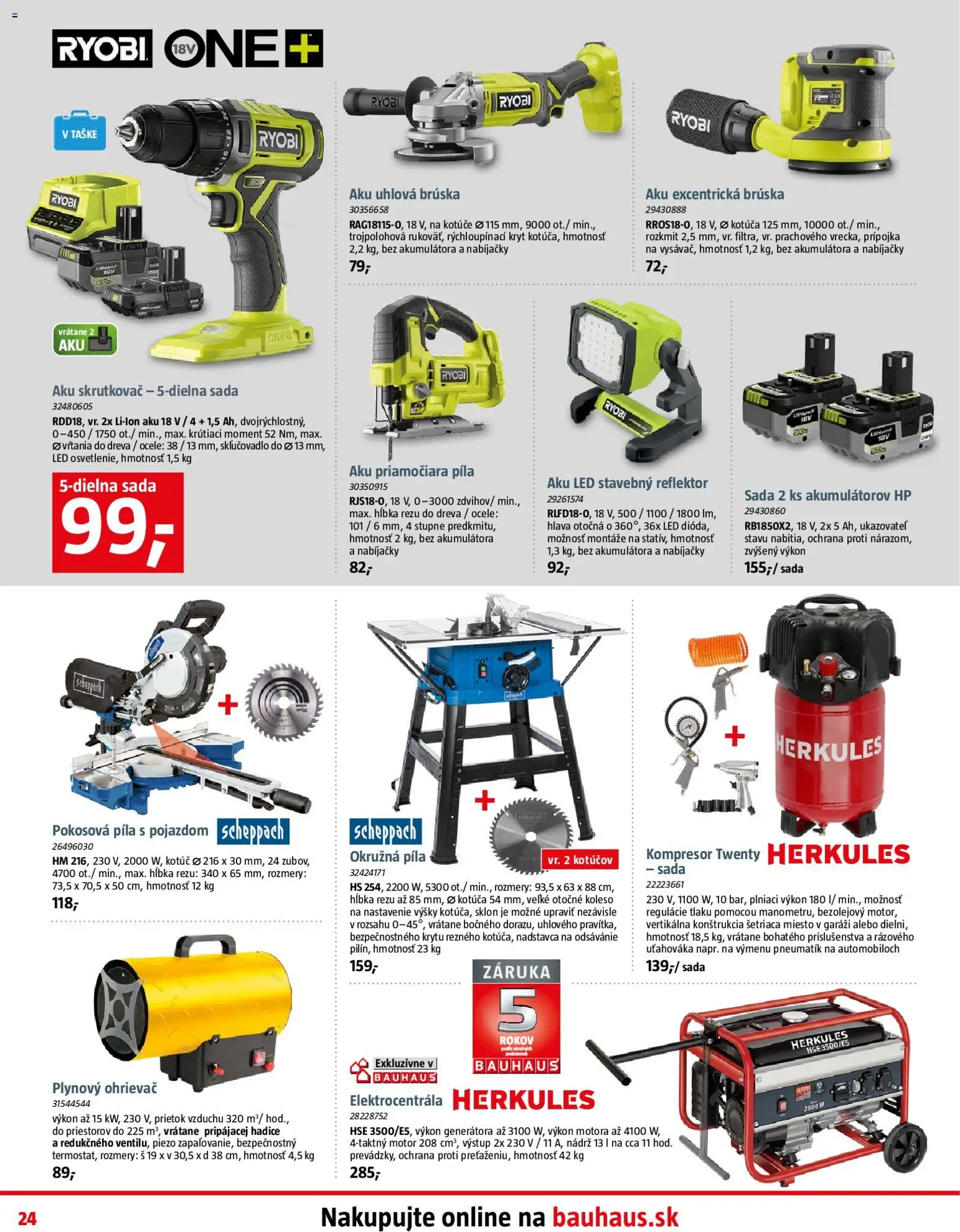 Nové Bauhaus akcie – leták je platný od 08.12.2025 | Strana: 24 | Produkty: Reflektor, Aku skrutkovač, Skrutkovač, Kompresor