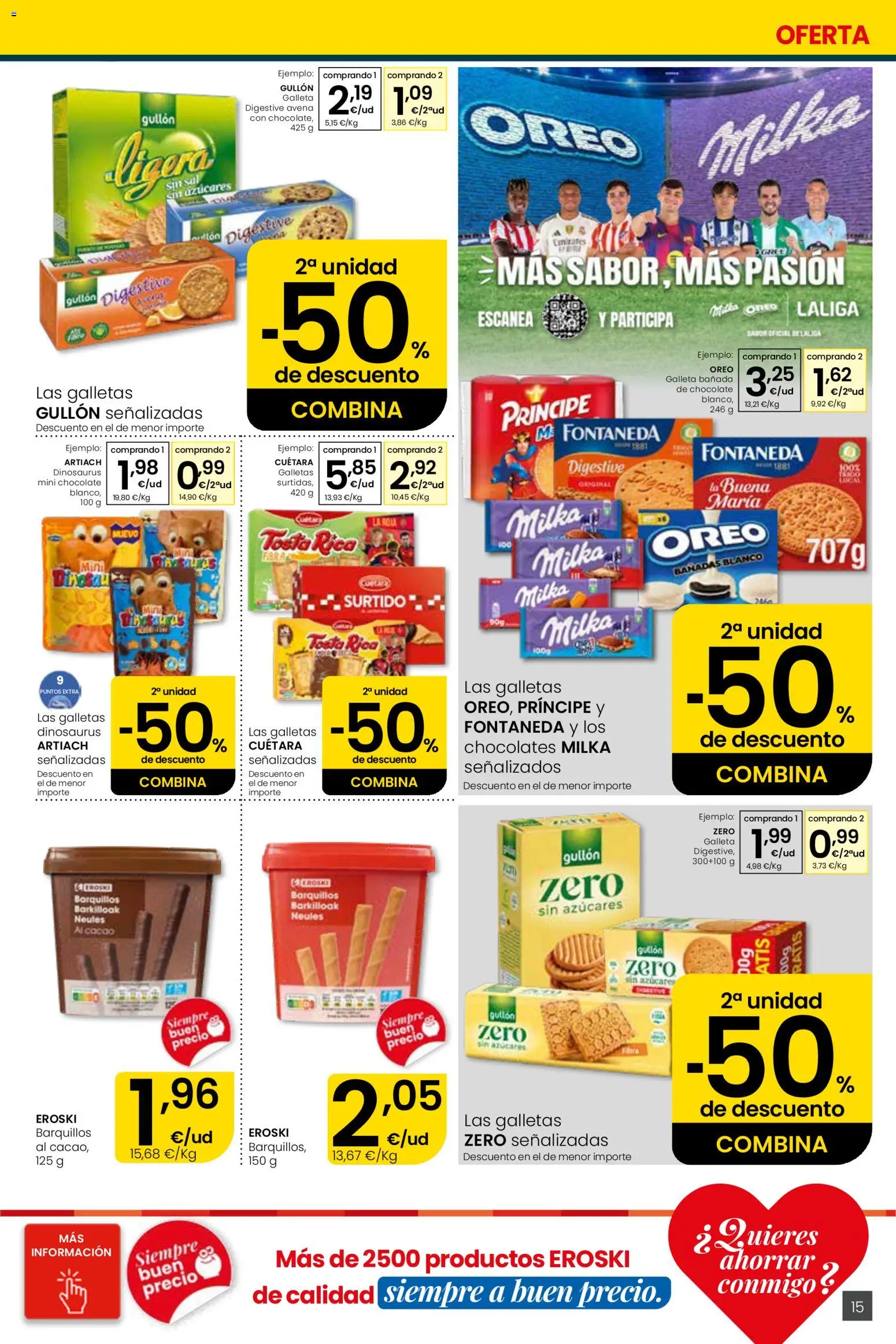 Eroski Quieres ahorrar conmigo │ válido desde el 16.04.2026 | Página: 15 | Productos: Chocolate, Galletas, Φρυγανιές σικάλεως