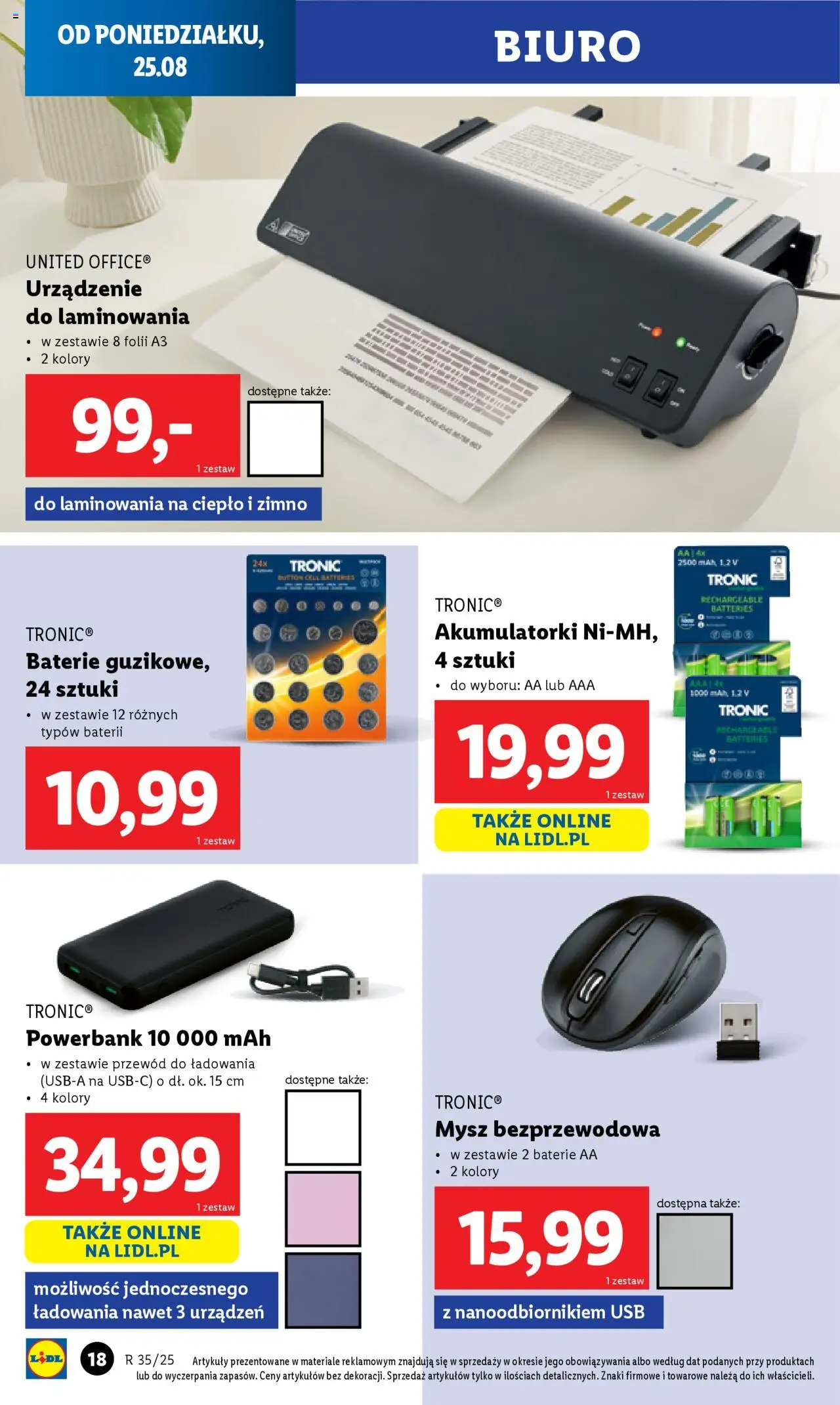 Lidl Katalog od 25.08.2025 | Strona: 18 | Produkty: Mysz, USB, Laminator, Powerbank