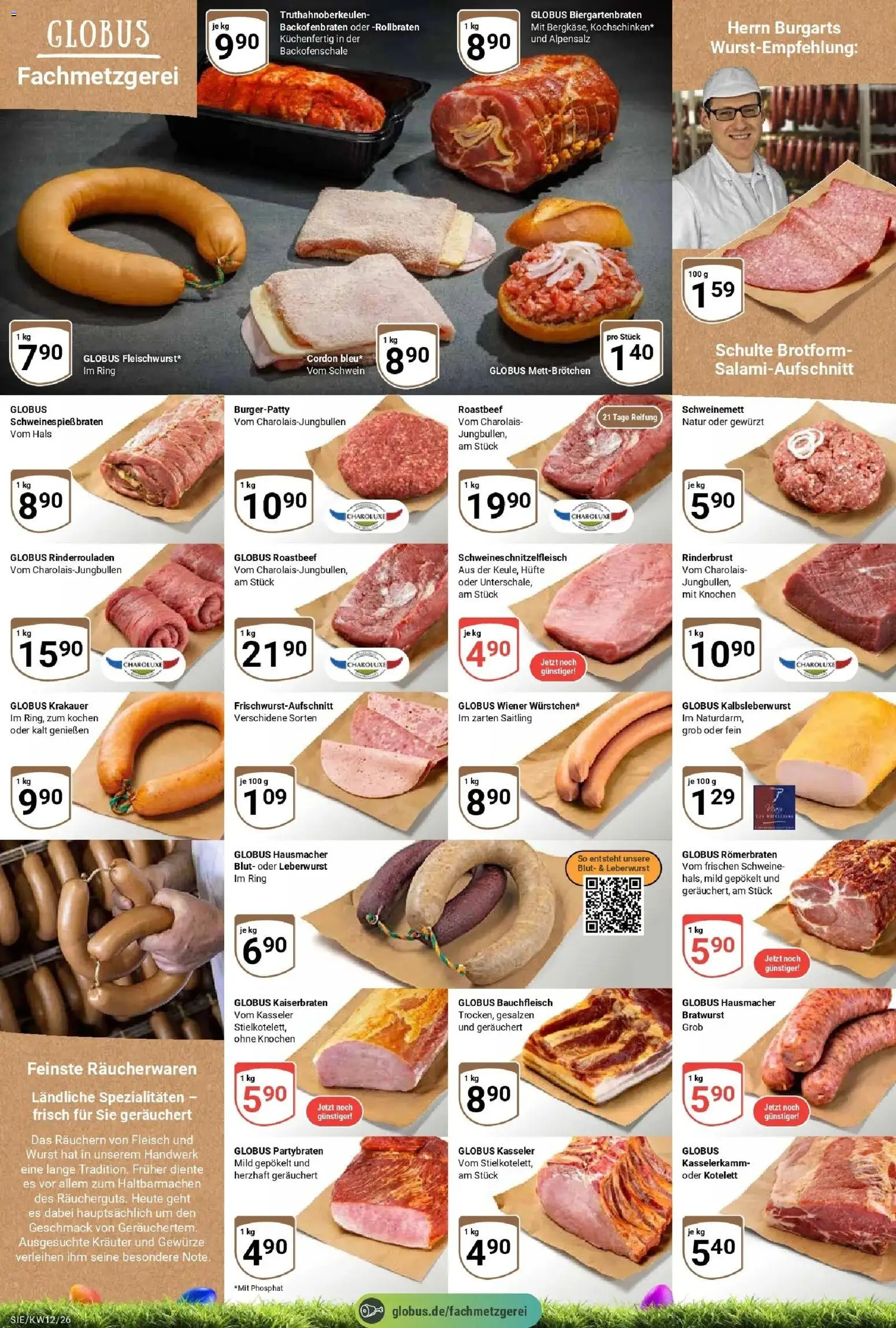 Globus prospekt Siegen	 – gültig ab 15.03.2026 | Seite: 14 | Produkte: Rinderrouladen, Gewürze, Wurst, Fleisch