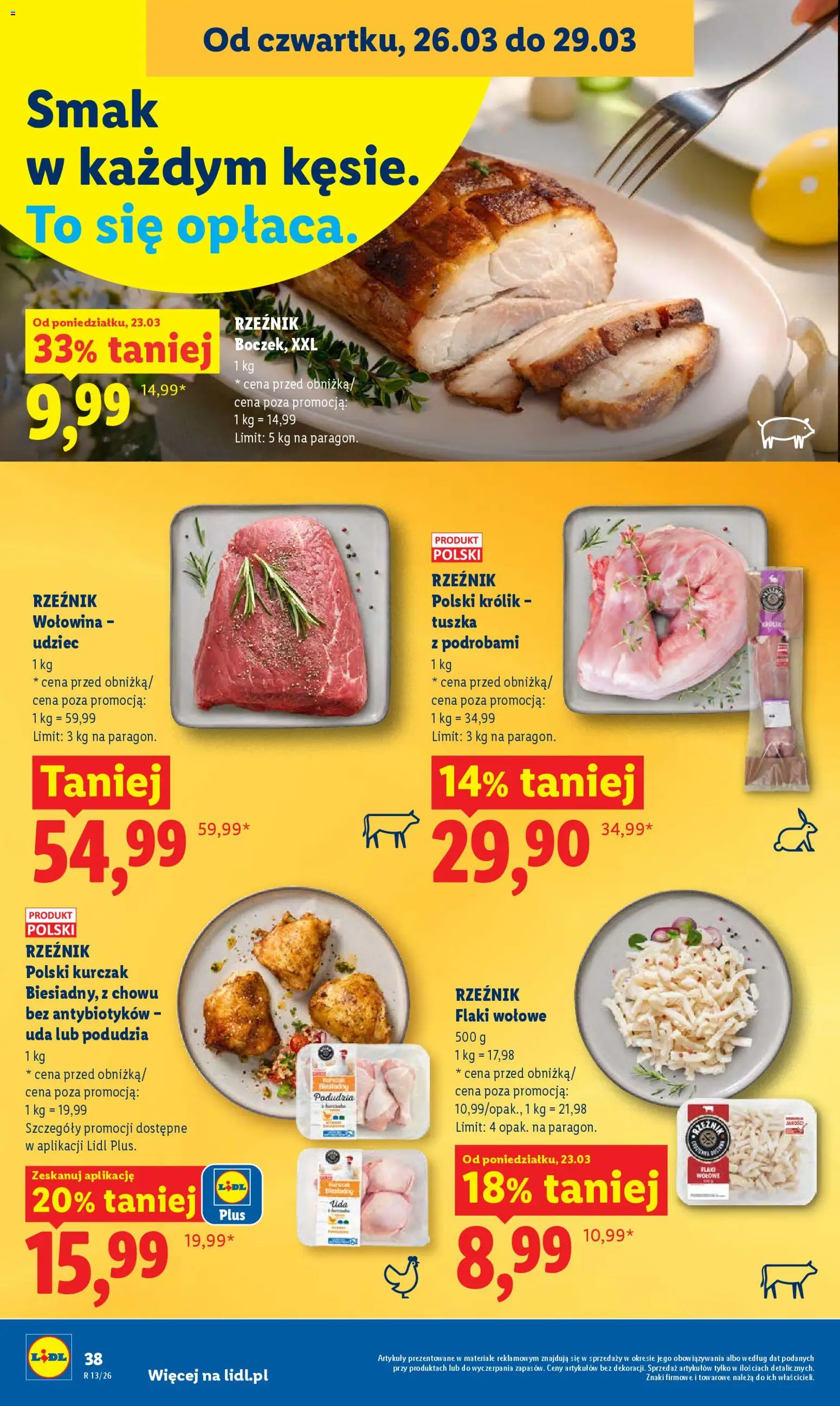 Lidl gazetka od 26.03.2026 | Strona: 38 | Produkty: Kurczak, Flaki, Flaki wołowe, Wołowina