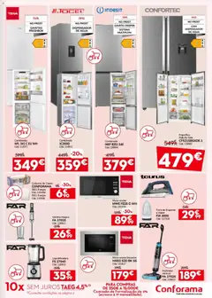 Pré-visualização Conforama folheto válido de 26.03.2026 | Página: 15 | Produtos: Ferro de engomar, Frigorífico, Aspirador, Microondas