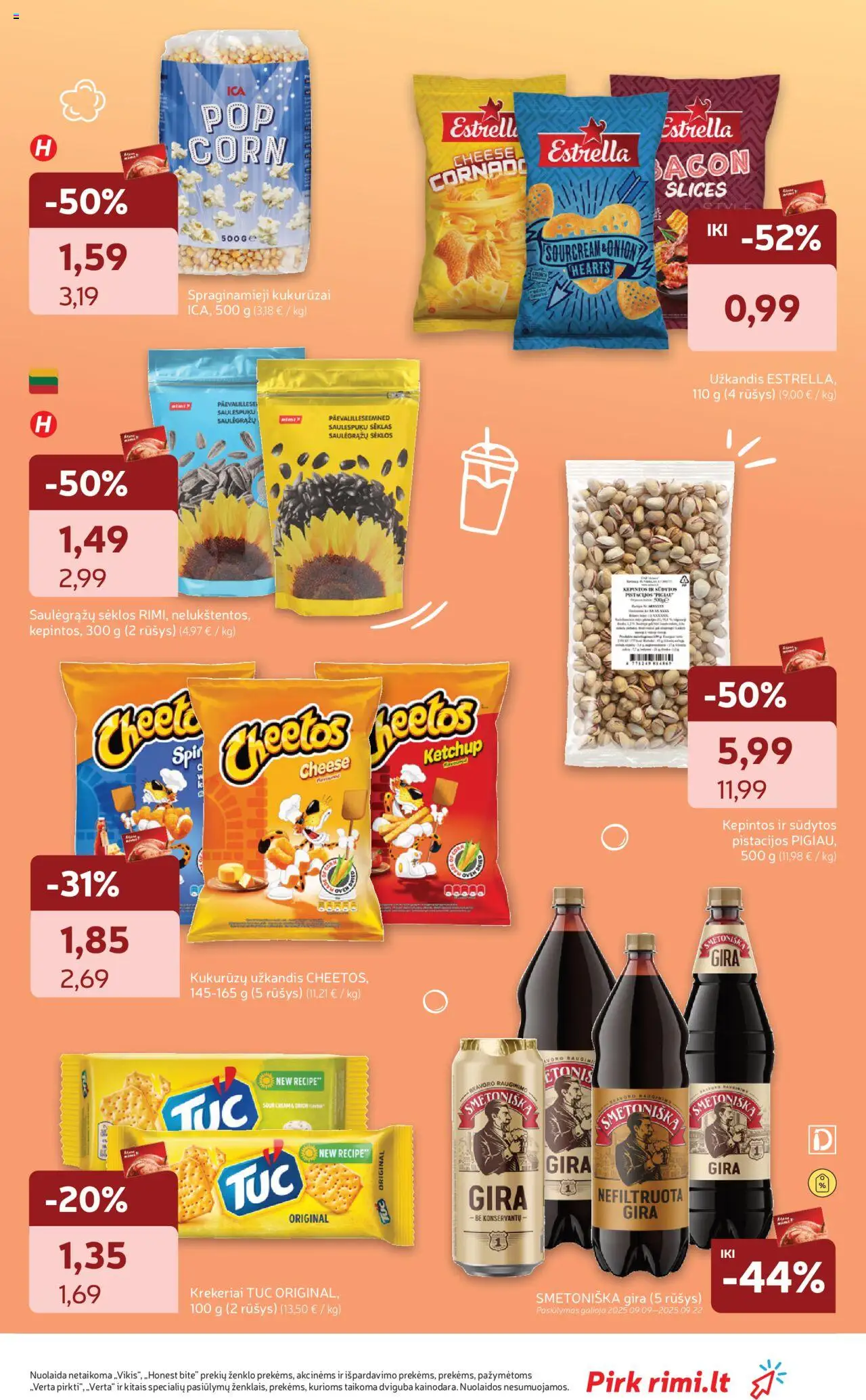 Rimi akcijos nuo 09.09.2025 | Puslapis: 3 | Prekių: Kukurūzai, Sėklos, Pistacijos