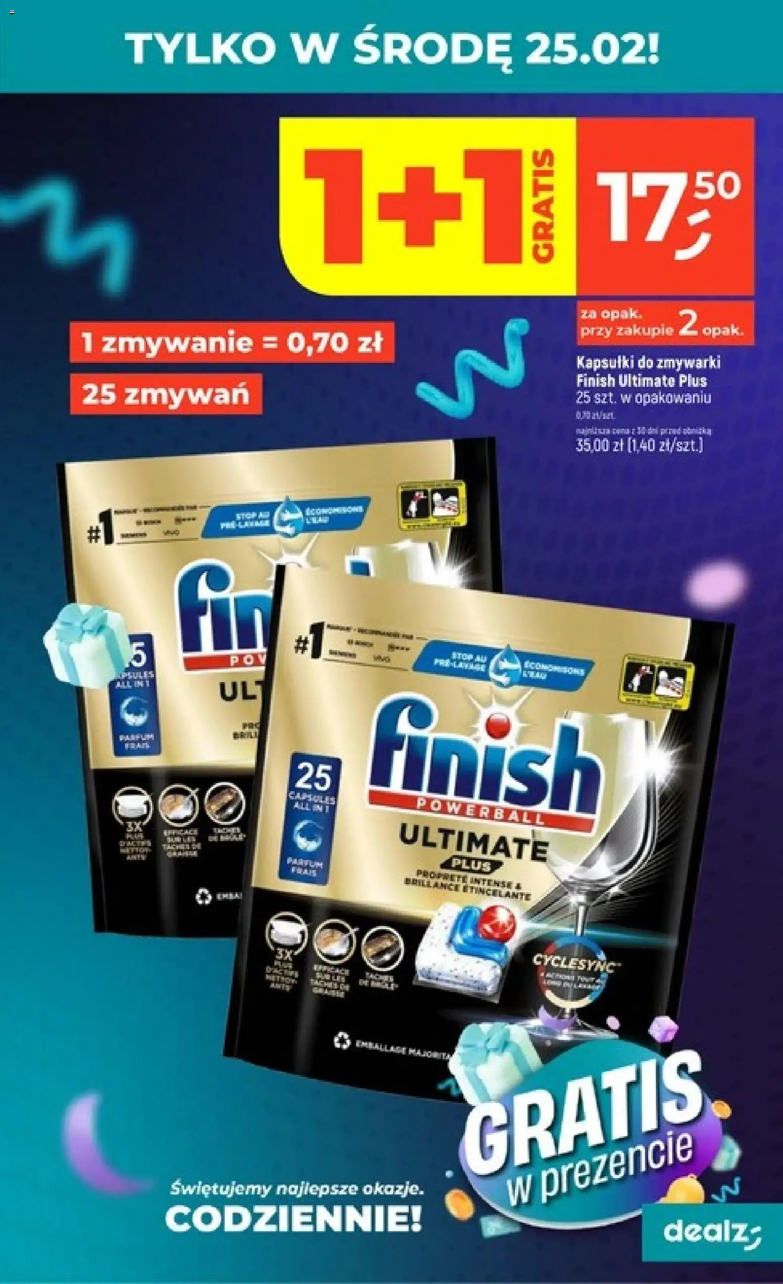 Dealz Gazetka od 19.02.2026 | Strona: 7 | Produkty: Finish, Kapsułki do zmywarki