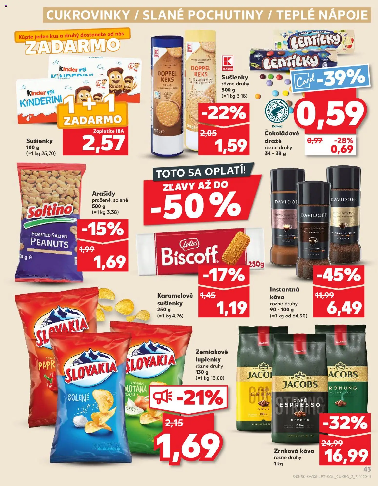 Nové Kaufland akcie – leták je platný od 19.02.2026 | Strana: 43 | Produkty: Davidoff, Káva, Arašidy, Kakao