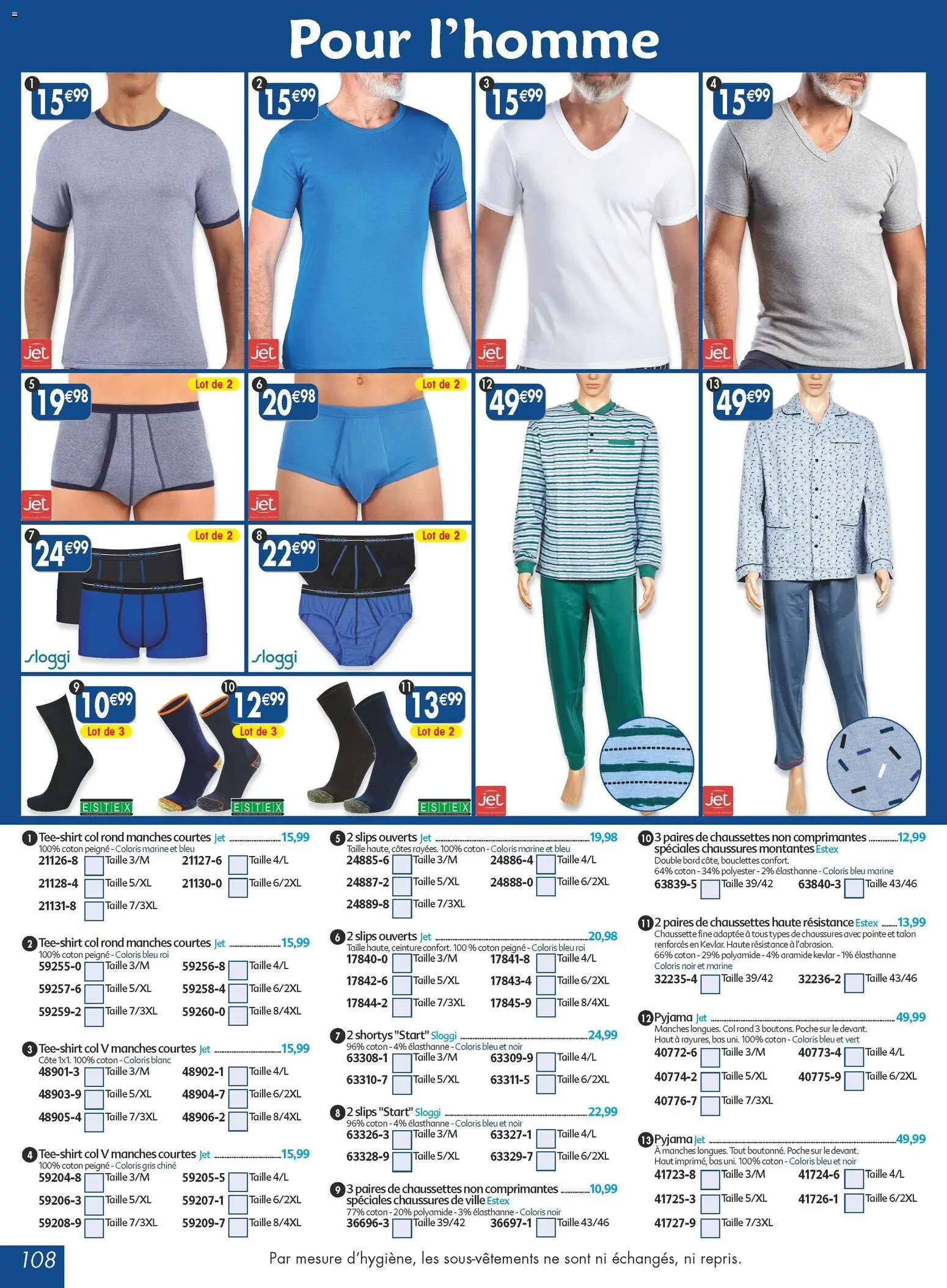 {H1} | Page: 108 | Produits: Ceinture, Peigne, Coton, Slips