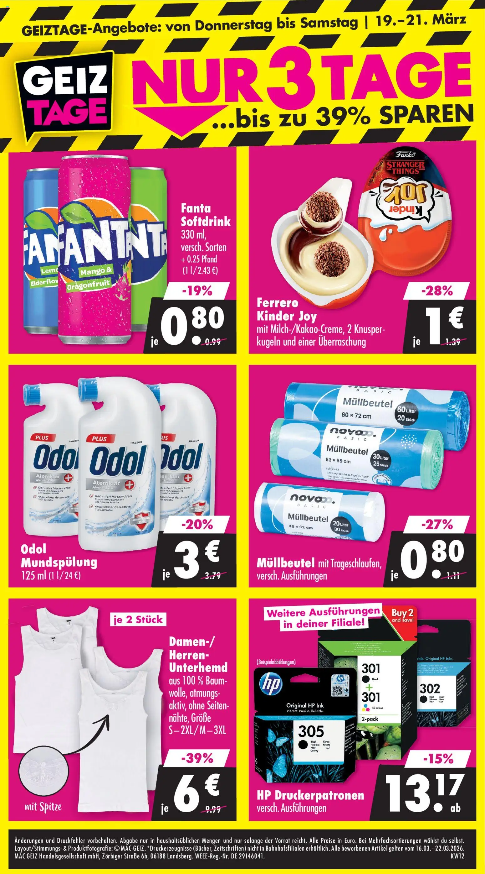 Mäc Geiz Prospekt 	 – gültig ab 16.03.2026 | Seite: 8 | Produkte: HP, Fanta, Unterhemd, Kinder joy