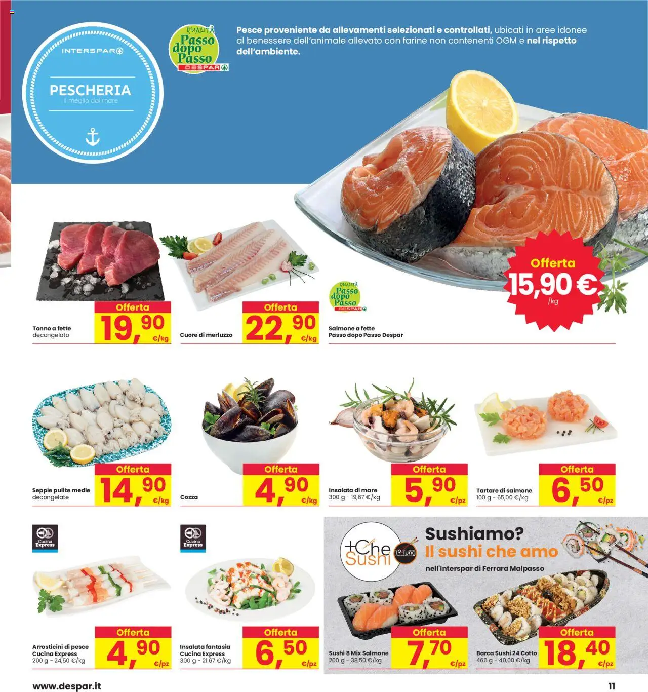Volantino Interspar del 05.06.2025 | Pagina: 11 | Prodotti: Salmone, Insalata, Tonno, Sushi