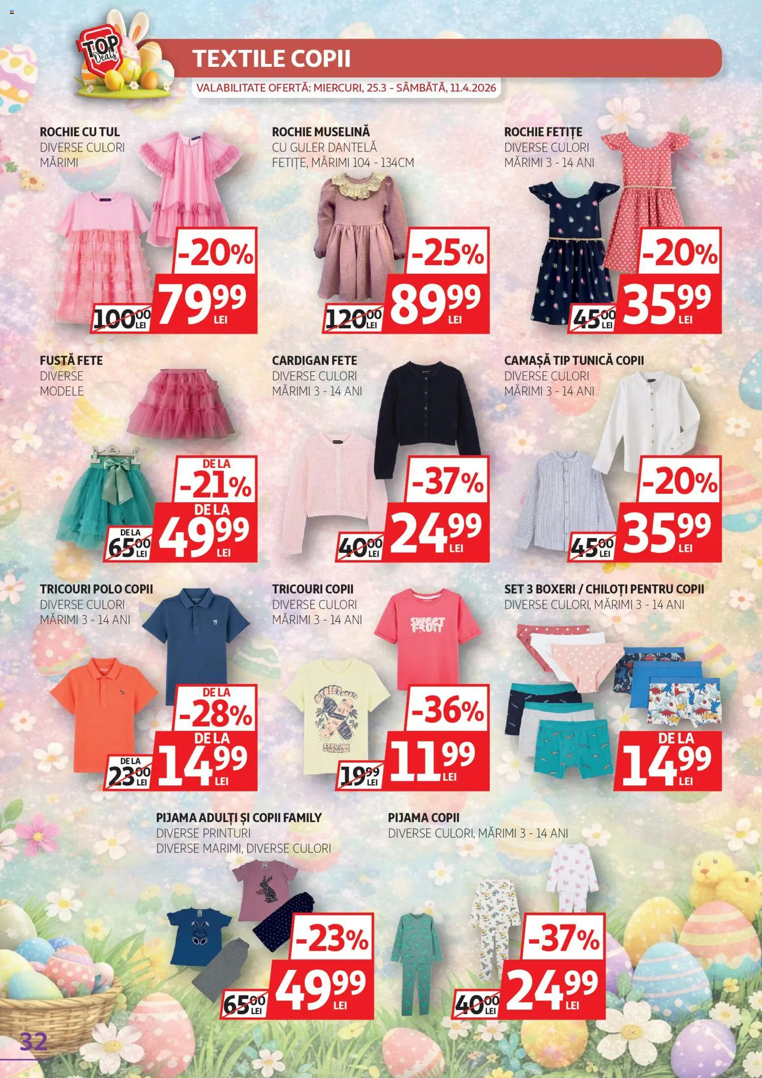 Noul catalog Auchan – valabil de la 25.03.2026 | Pagină: 32 | Produse: Cardigan, Rochie, Chiloți, Boxeri