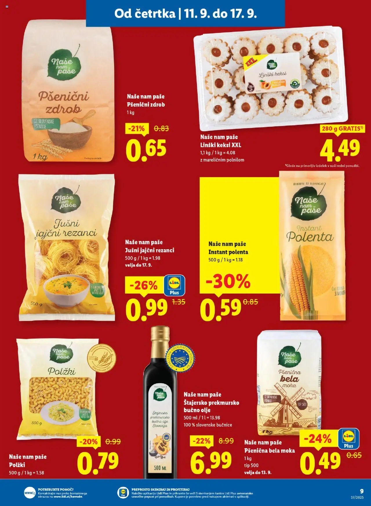 Novi Lidl katalog ponudbe – veljaven od 11.09.2025 | Stran: 11 | Izdelki: Keksi, Moka, Zdrob, Polenta