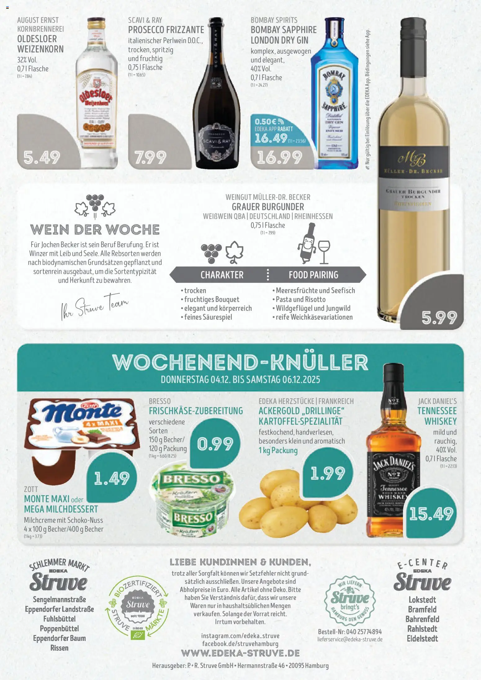 Edeka Struve Prospekt 	 – gültig ab 01.12.2025 | Seite: 16 | Produkte: Oldesloer, Bresso, Pasta, Gin