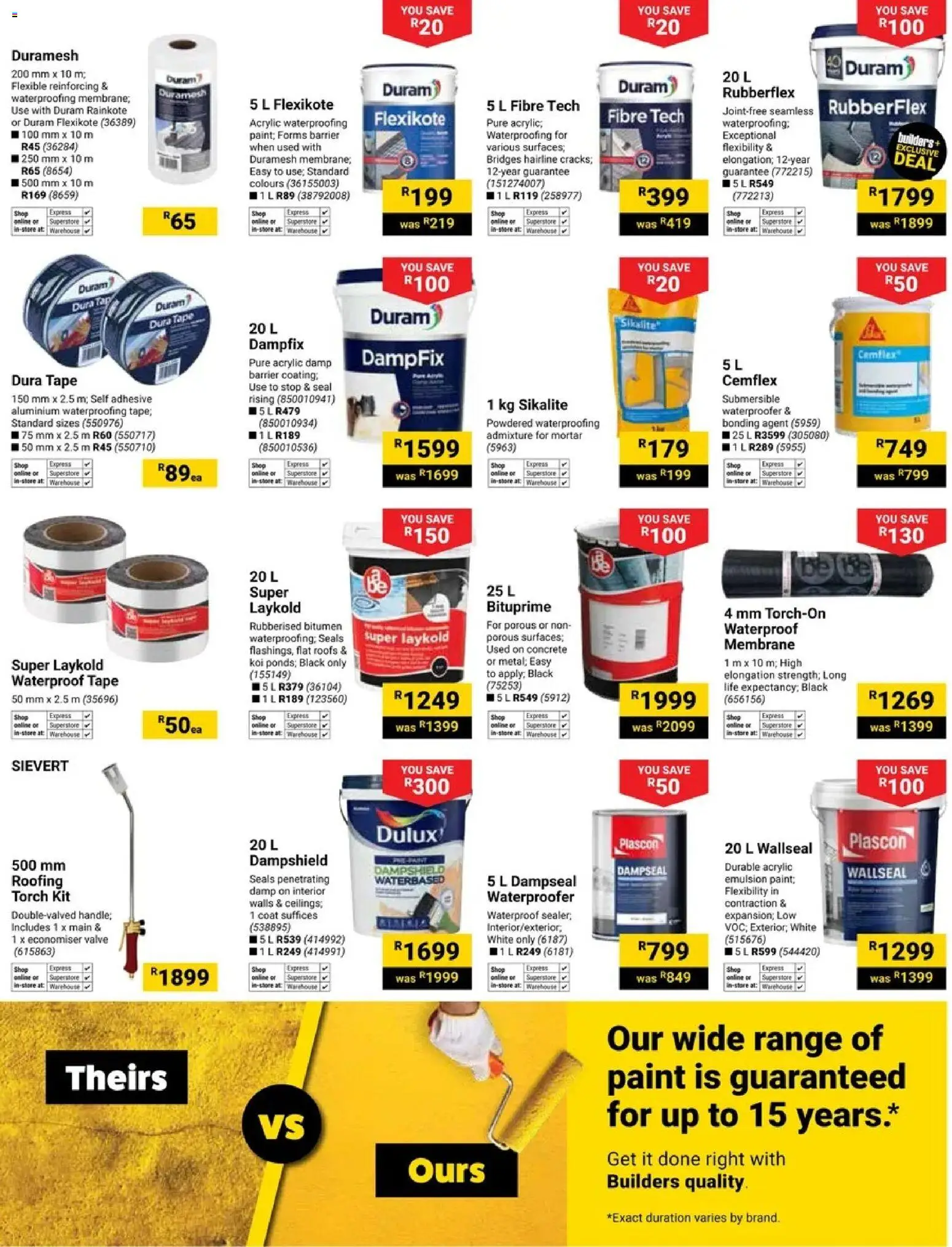 New Builders catalogue – valid from 28.10.2025 | Page: 13 | Products: Duram rainkote, Wallseal, Adhesive, Dampseal