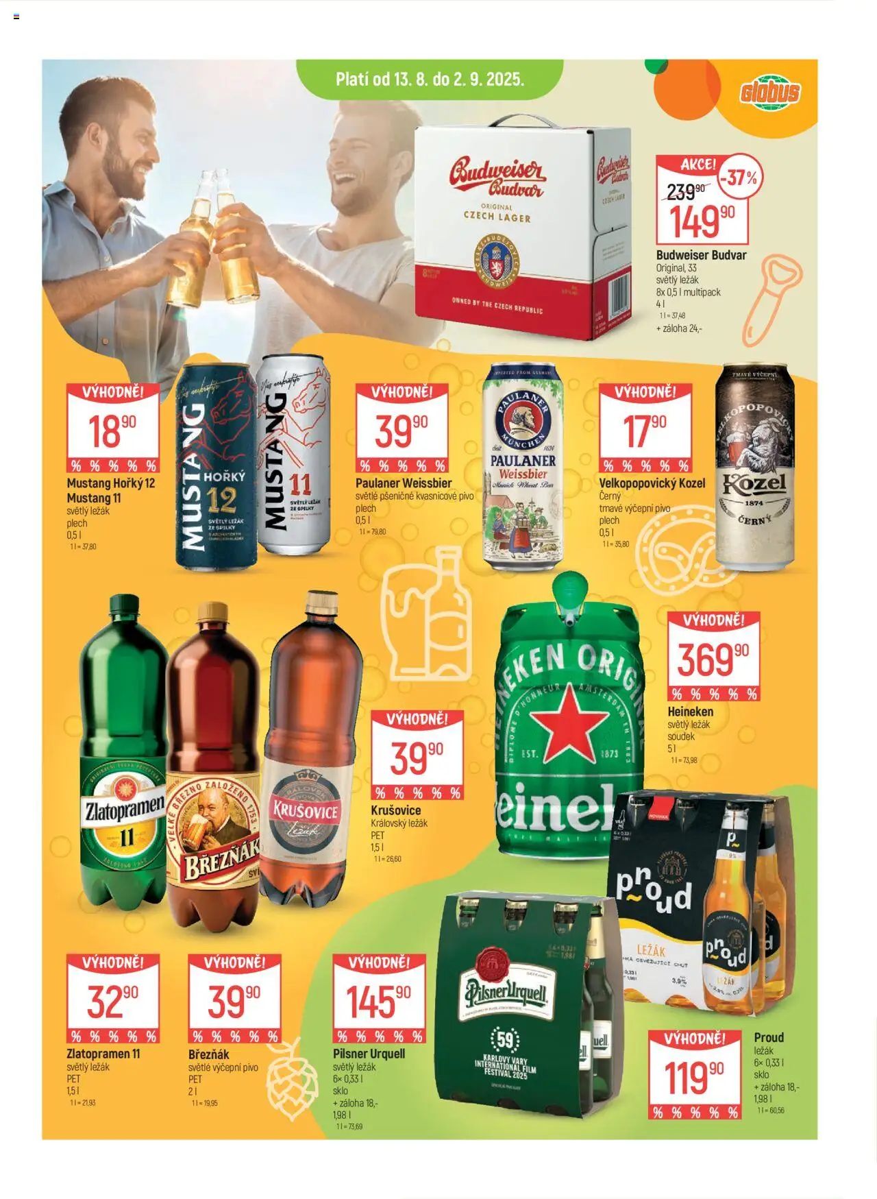 Globus leták - České Budějovice od 13.08.2025 | Strana: 19 | Produkty: Budvar, Pivo, Březňák, Pilsner Urquell
