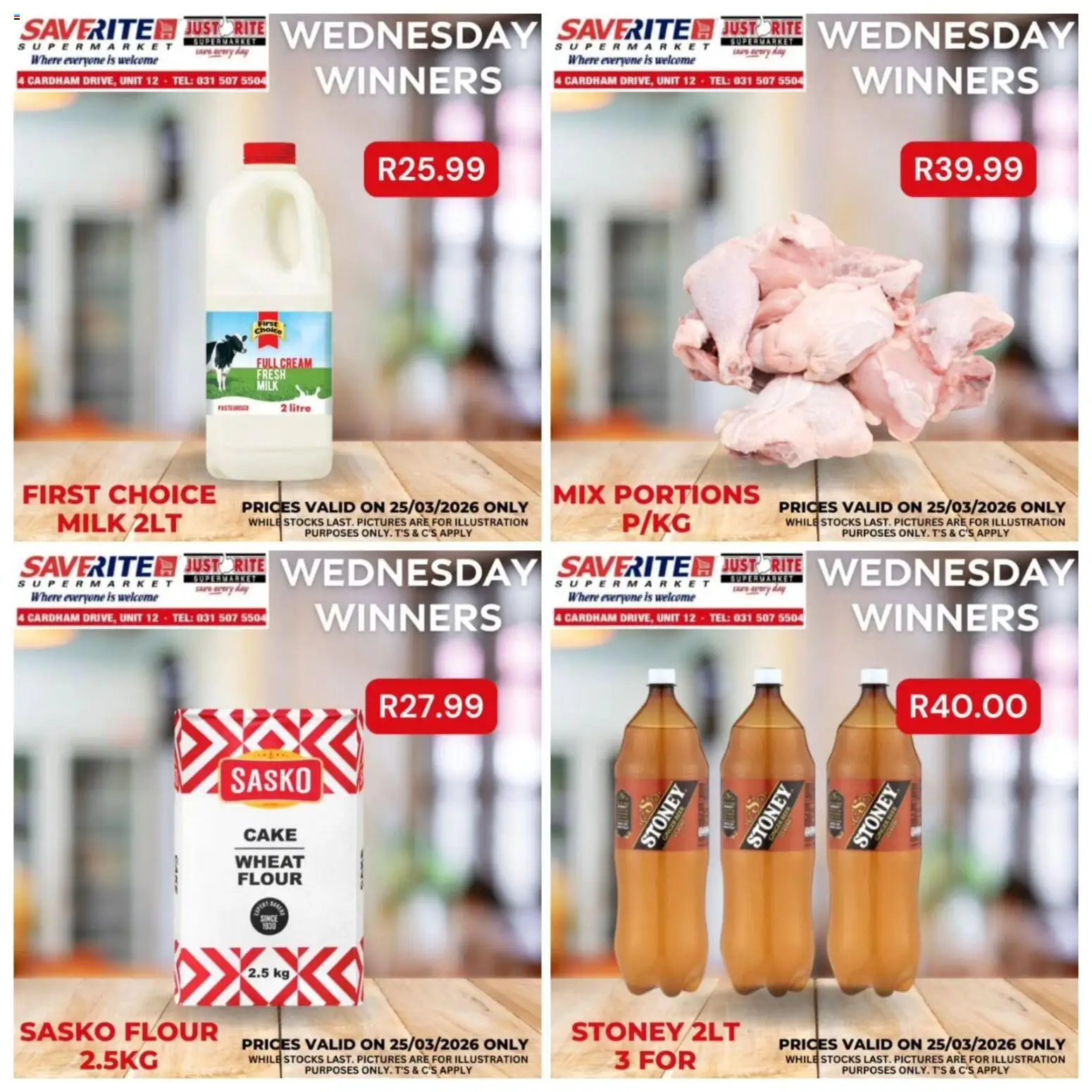 New Saverite catalogue – valid from 25.03.2026 | Page: 3 | Products: Flour, Milk, Beer, Cream