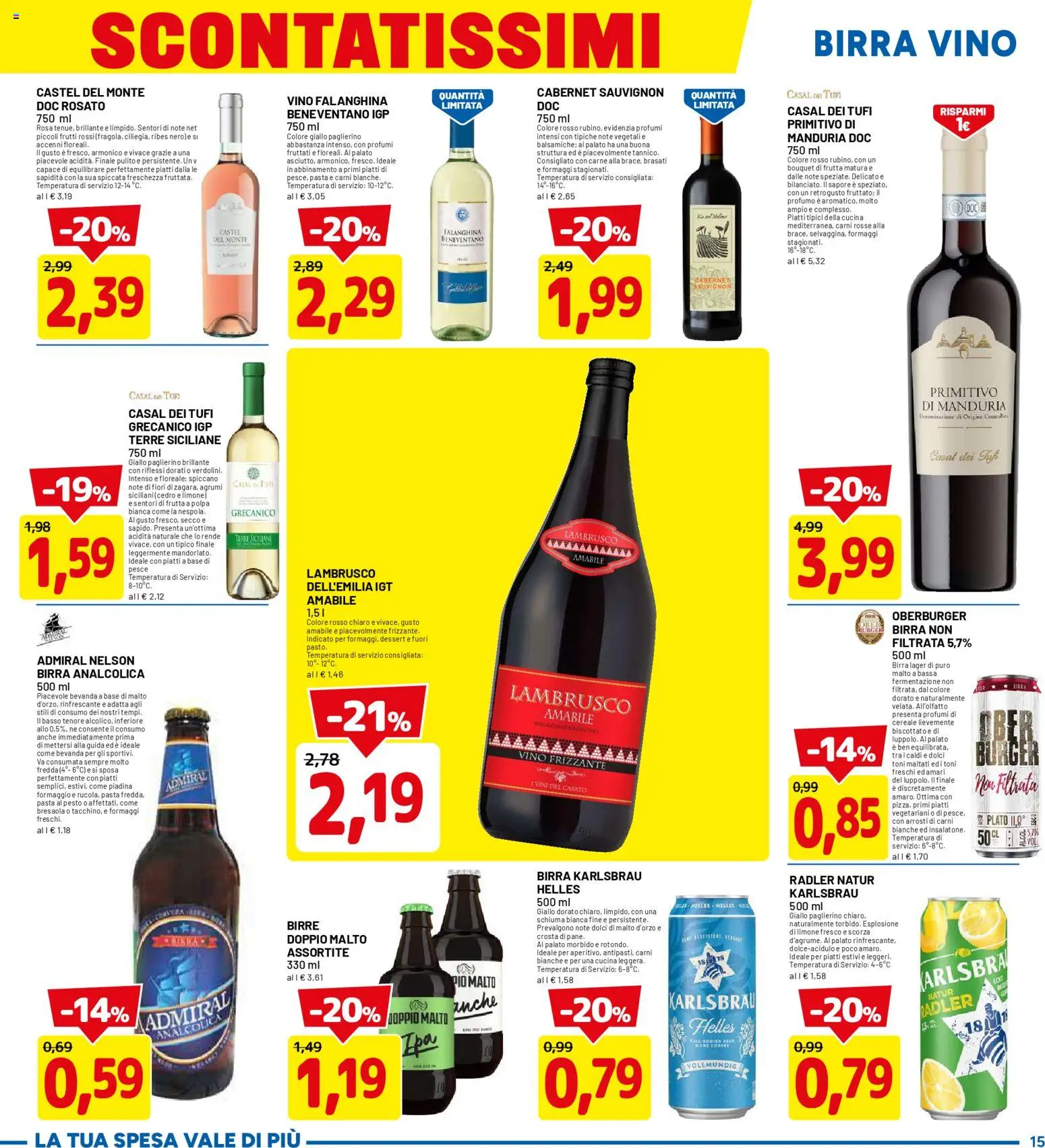 Volantino D Più del 09.04.2026 | Pagina: 15 | Prodotti: Birra, Pesce, Frutta, Vino