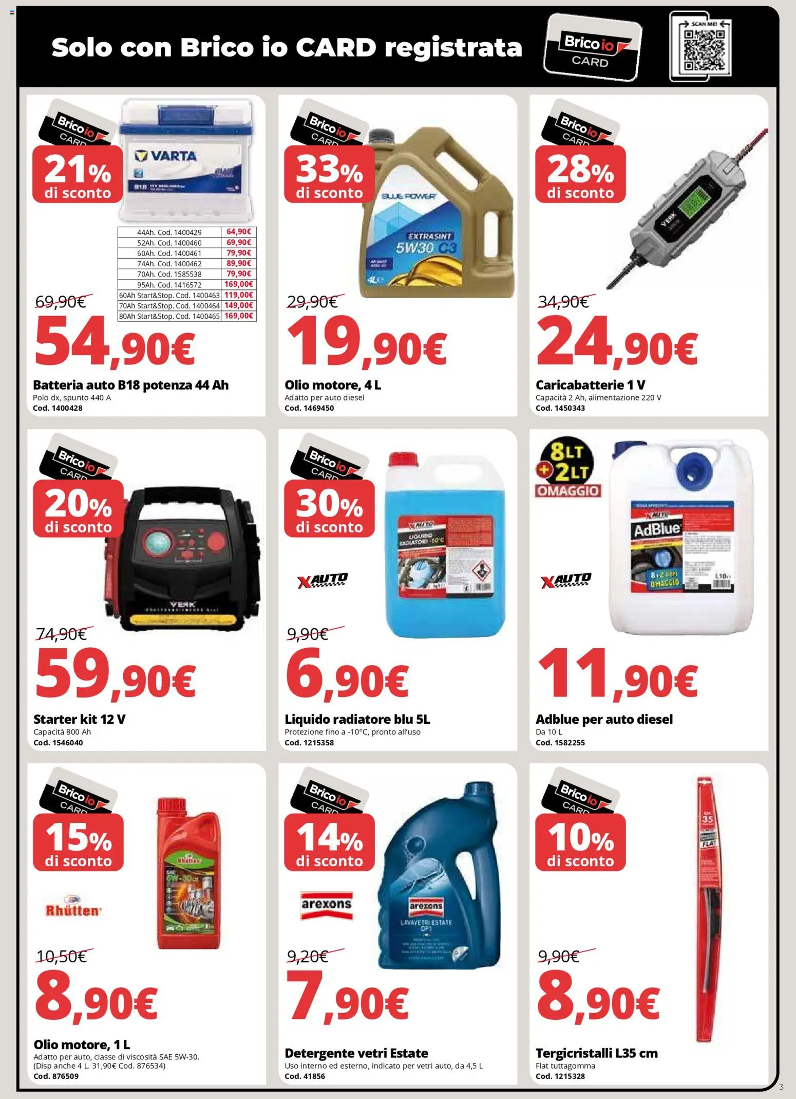 Volantino Brico io del 08.01.2026 | Pagina: 3 | Prodotti: Olio, Polo, Batteria, Caricabatterie