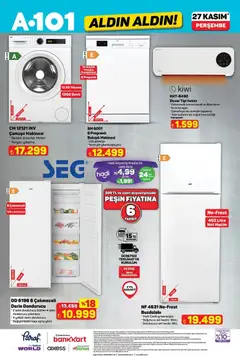 27.11.2025 tarihinden itibaren geçerli olan A101 kataloğu önizlemesi | Sayfa: 8 | Ürünler: Yorgan, Buzdolabı, Dondurucu, Çamaşır makinesi