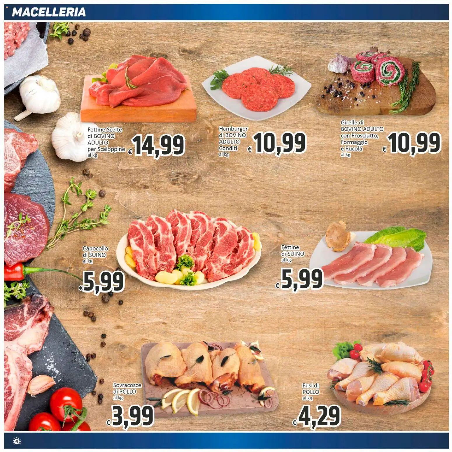 Volantino Paghi Poco del 07.01.2026 | Pagina: 4 | Prodotti: Bovino, Rucola, Formaggio, Hamburger