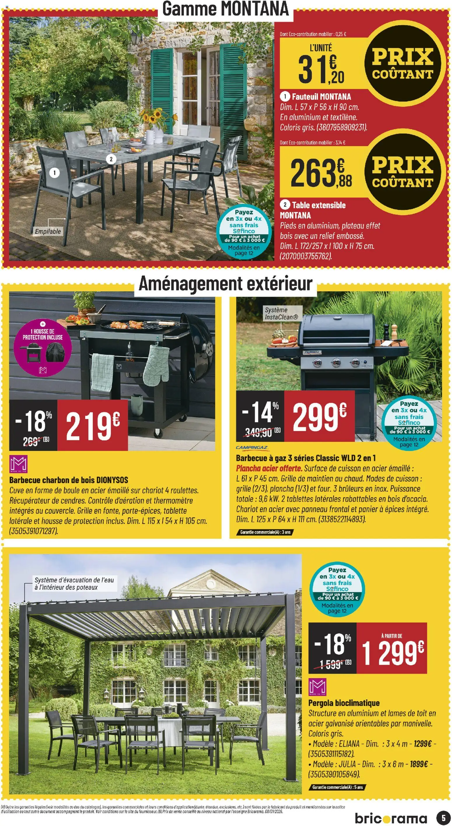 {H1} | Page: 5 | Produits: Table extensible, Fauteuil, Table, Panier