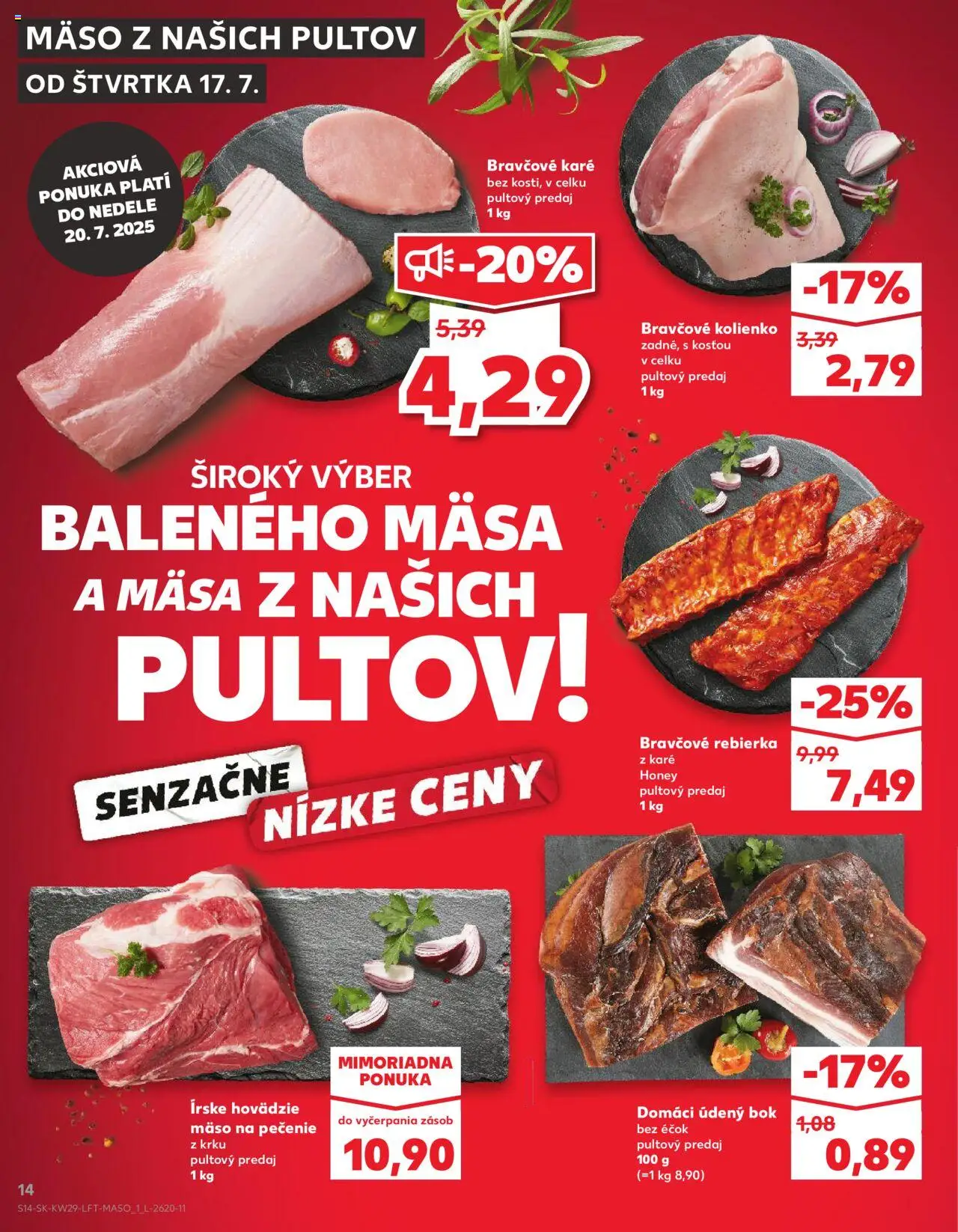 Kaufland Šamorín │ platný od 17.07.2025 | Strana: 14 | Produkty: Hovädzie mäso, Bravčové karé