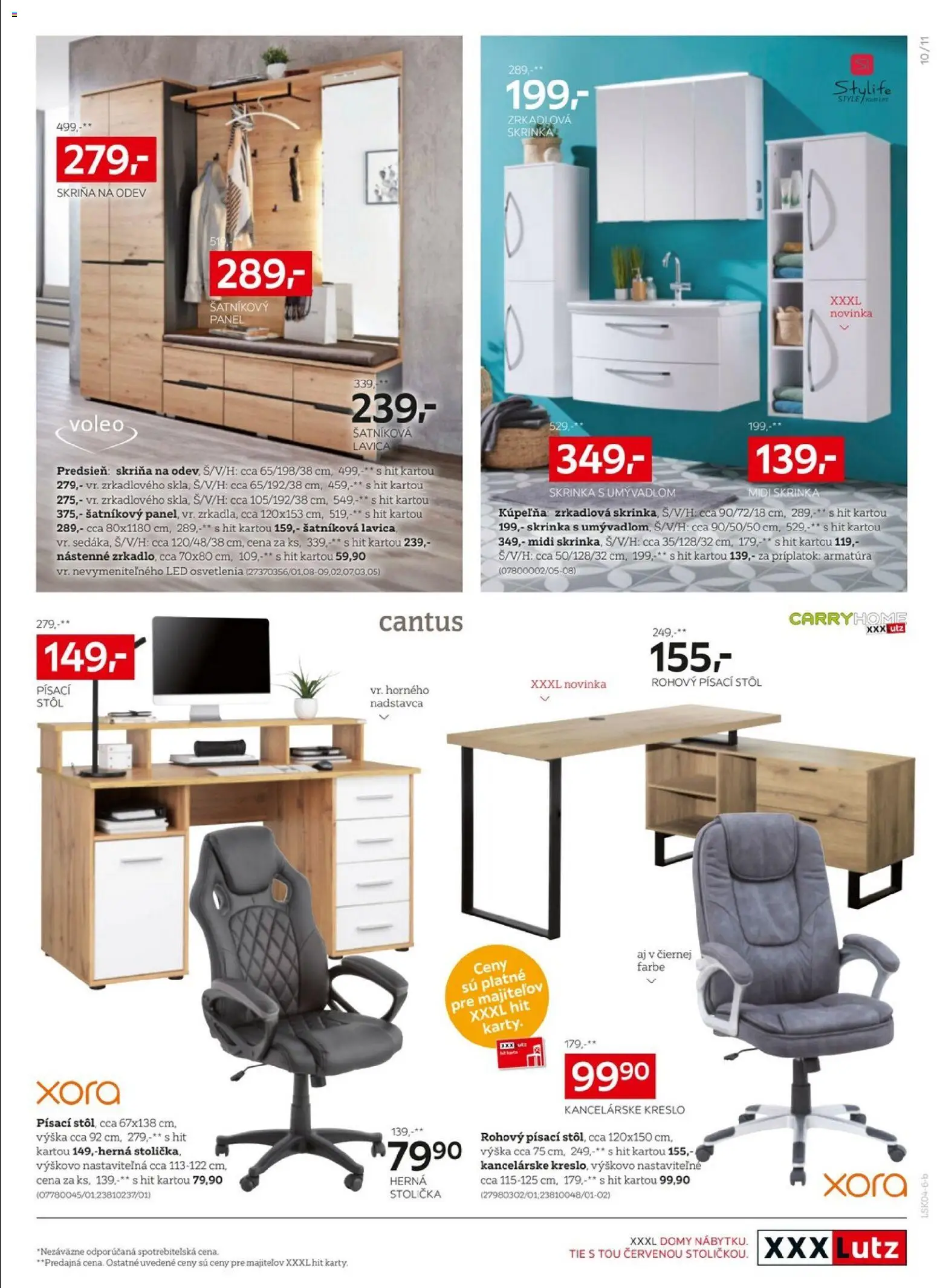 Nové XXXLutz akcie – leták je platný od 20.04.2026 | Strana: 11 | Produkty: Skriňa, Rohový písací stôl, Kúpelňa, Stôl
