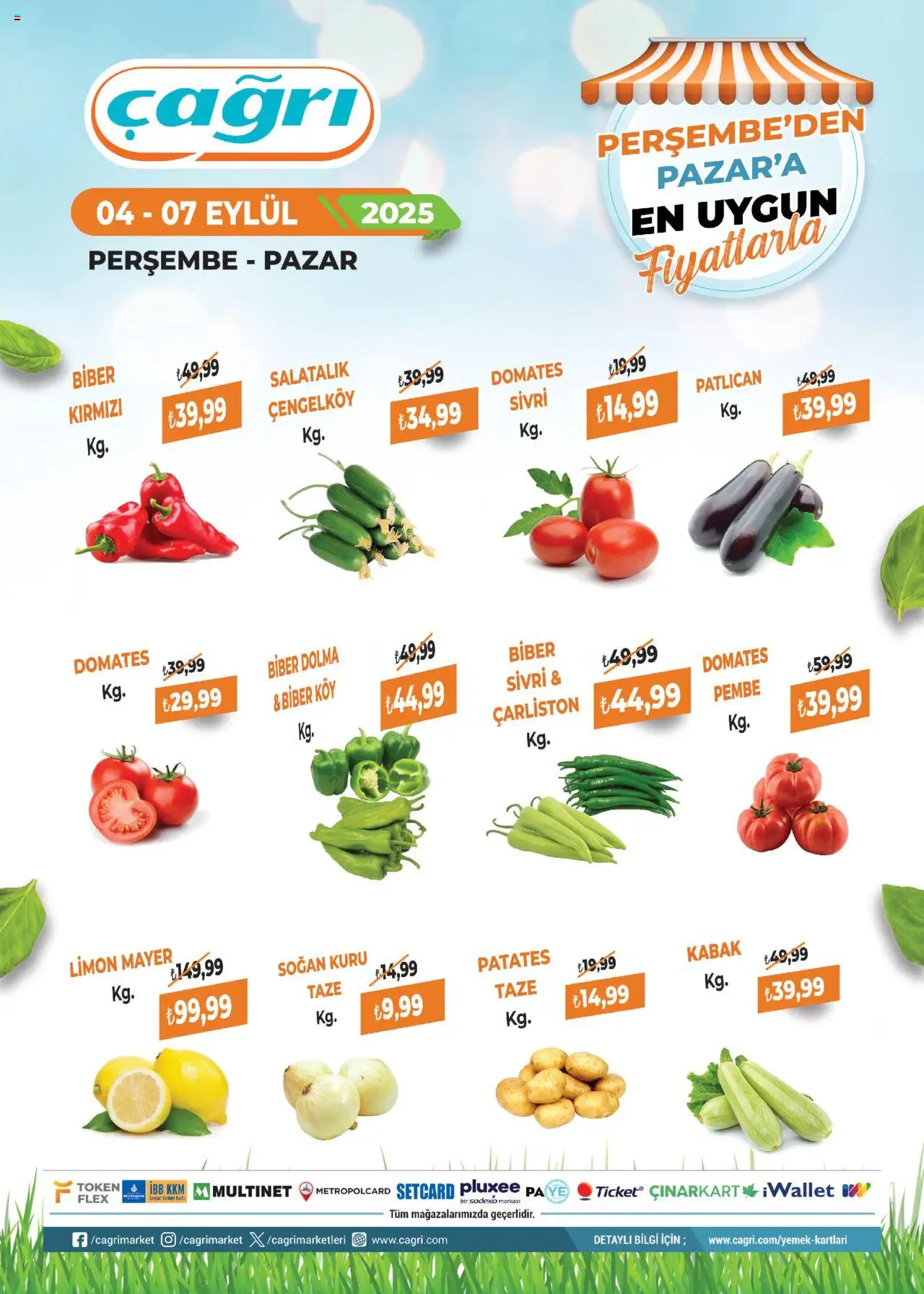 Çağrı Market Manav Katalog - 04.09.2025 tarihinden itibaren geçerlidir | Sayfa: 1 | Ürünler: Kabak, Soğan, Limon, Patlıcan