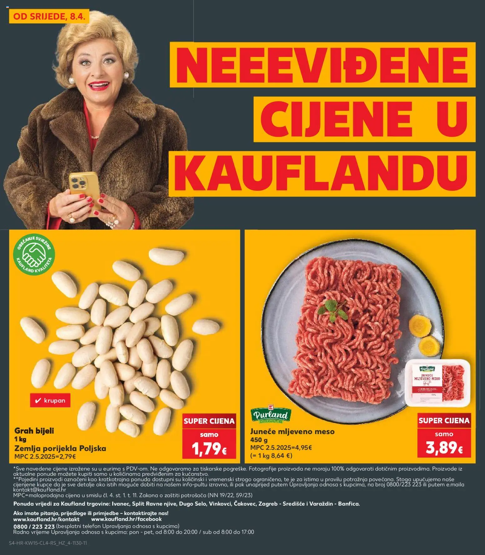 Kaufland katalog | vrijedi od 08.04.2026 | Stranica: 4 | Proizvodi: Grah, Meso, Mljeveno meso, Telefon