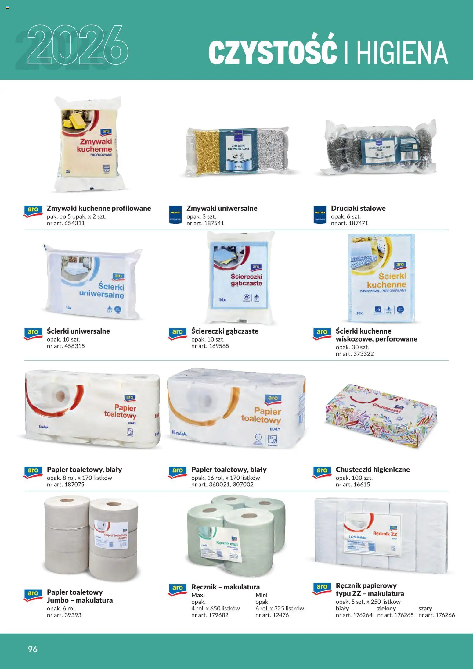Makro gazetka - Produktów marek własnych dla profesjonalnej Gastronomii od 01.03.2026 | Strona: 96 | Produkty: Ścierki kuchenne, Papier toaletowy, Chusteczki higieniczne, Ręcznik papierowy