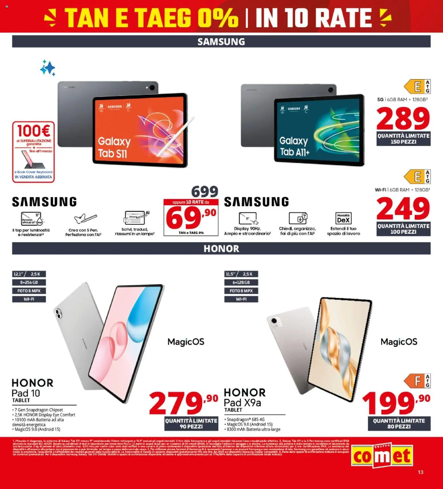 Volantino Comet del 19.02.2026 | Pagina: 13 | Prodotti: Talco, Acqua, Tablet, Fotocamera