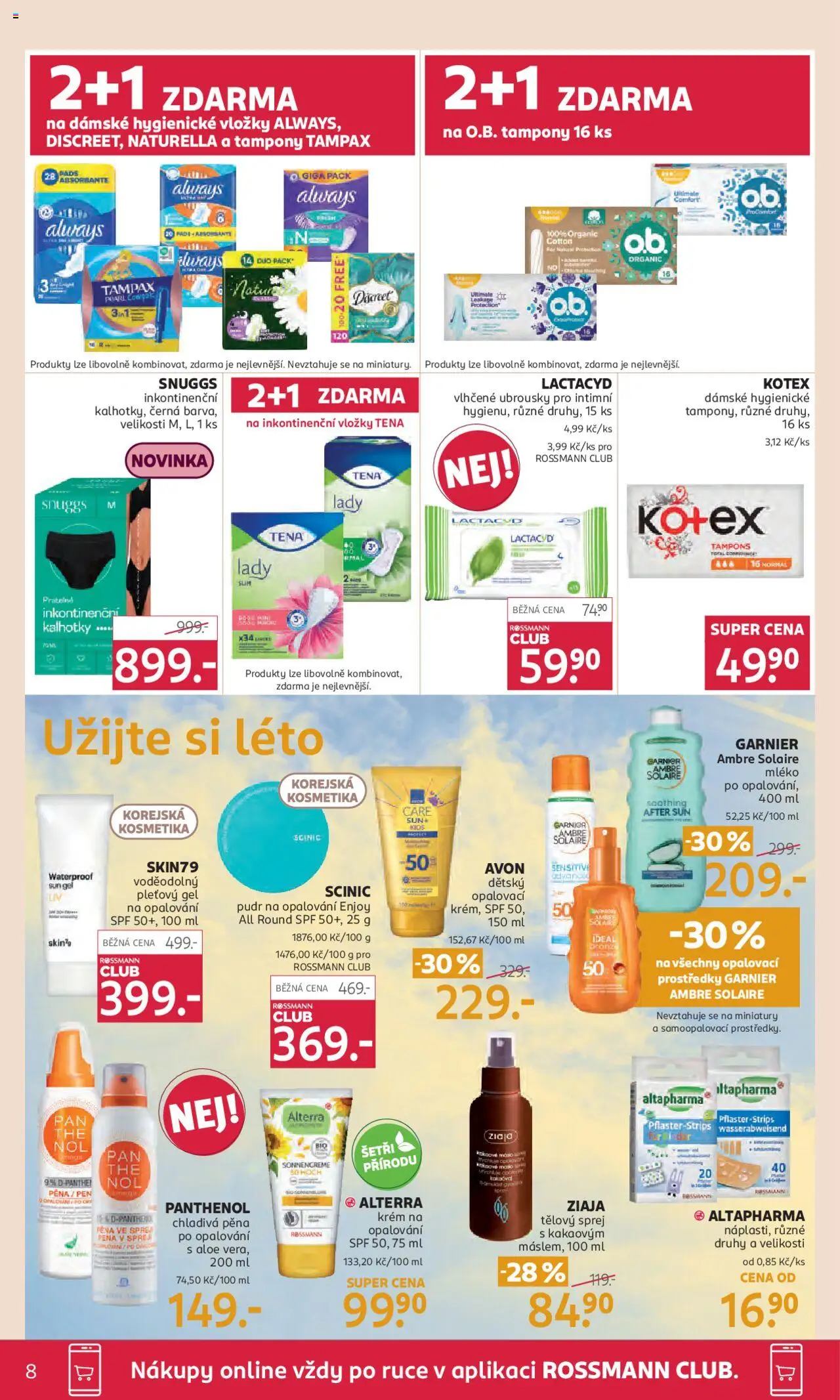 Rossmann leták od 04.06.2025 | Strana: 8 | Produkty: Krém na opalování, Inkontinenční vložky, Pudr, Panthenol