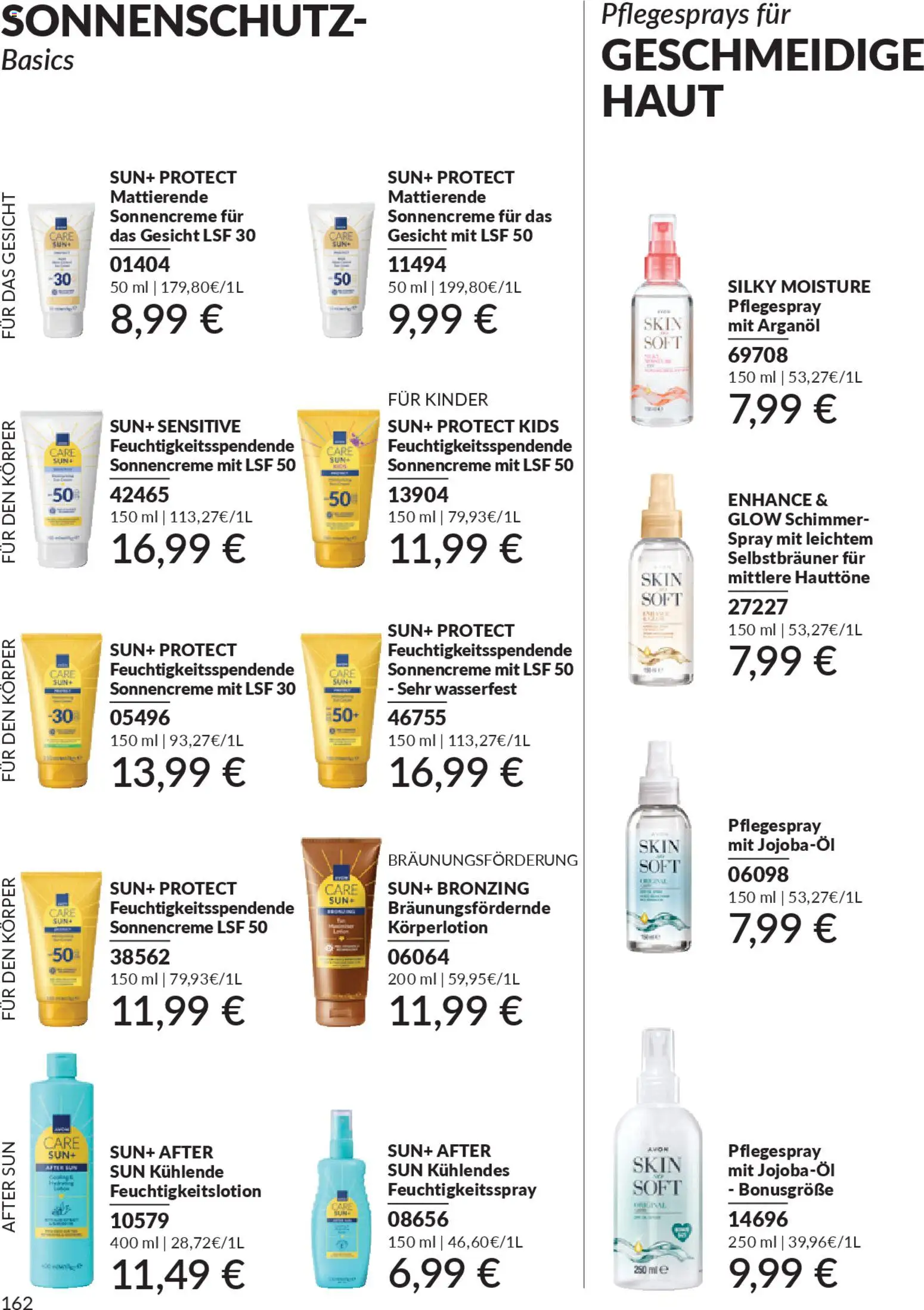 AVON Katalog Januar 2026 – gültig ab 01.01.2026 | Seite: 164 | Produkte: Sonnencreme, Körperlotion, After Sun, Selbstbräuner