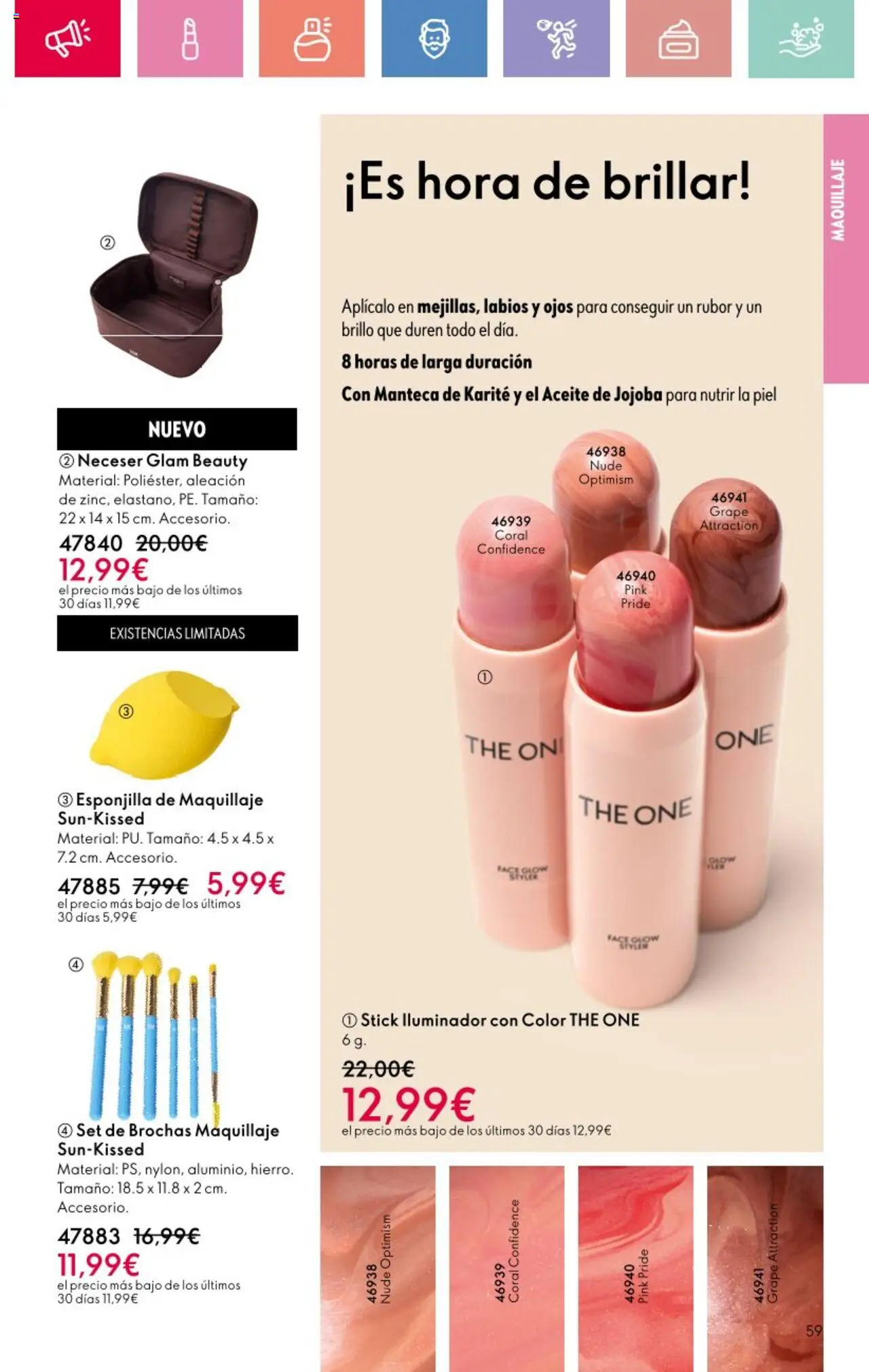 Oriflame - Catálogo Campaña 12 │ válido desde el 24.08.2025 | Página: 59 | Productos: Rubor, Iluminador, Set de brochas, Neceser
