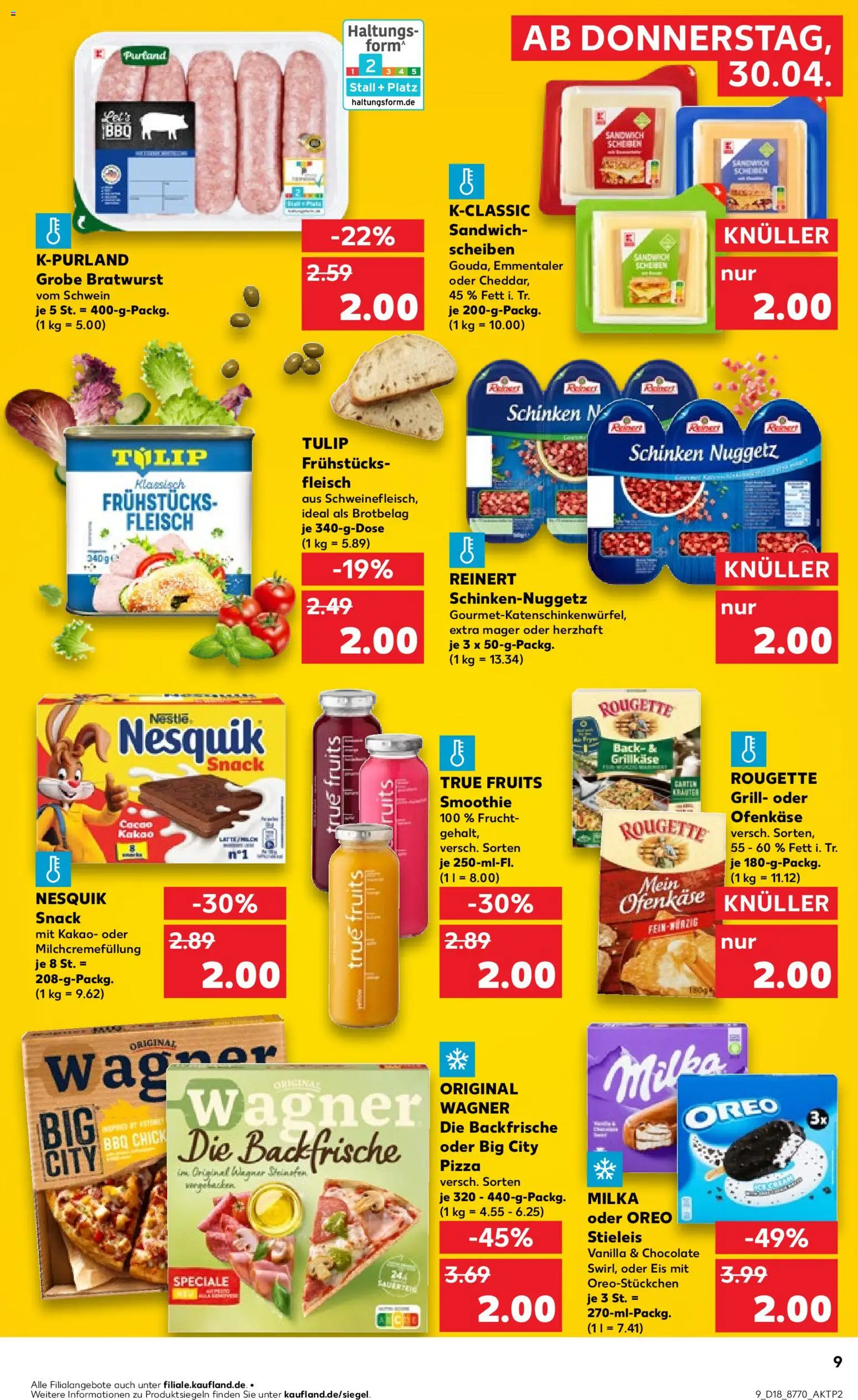 Kaufland Prospekt Berlin	 – gültig ab 30.04.2026 | Seite: 9 | Produkte: Nesquik, Bratwurst, Milka, Fleisch